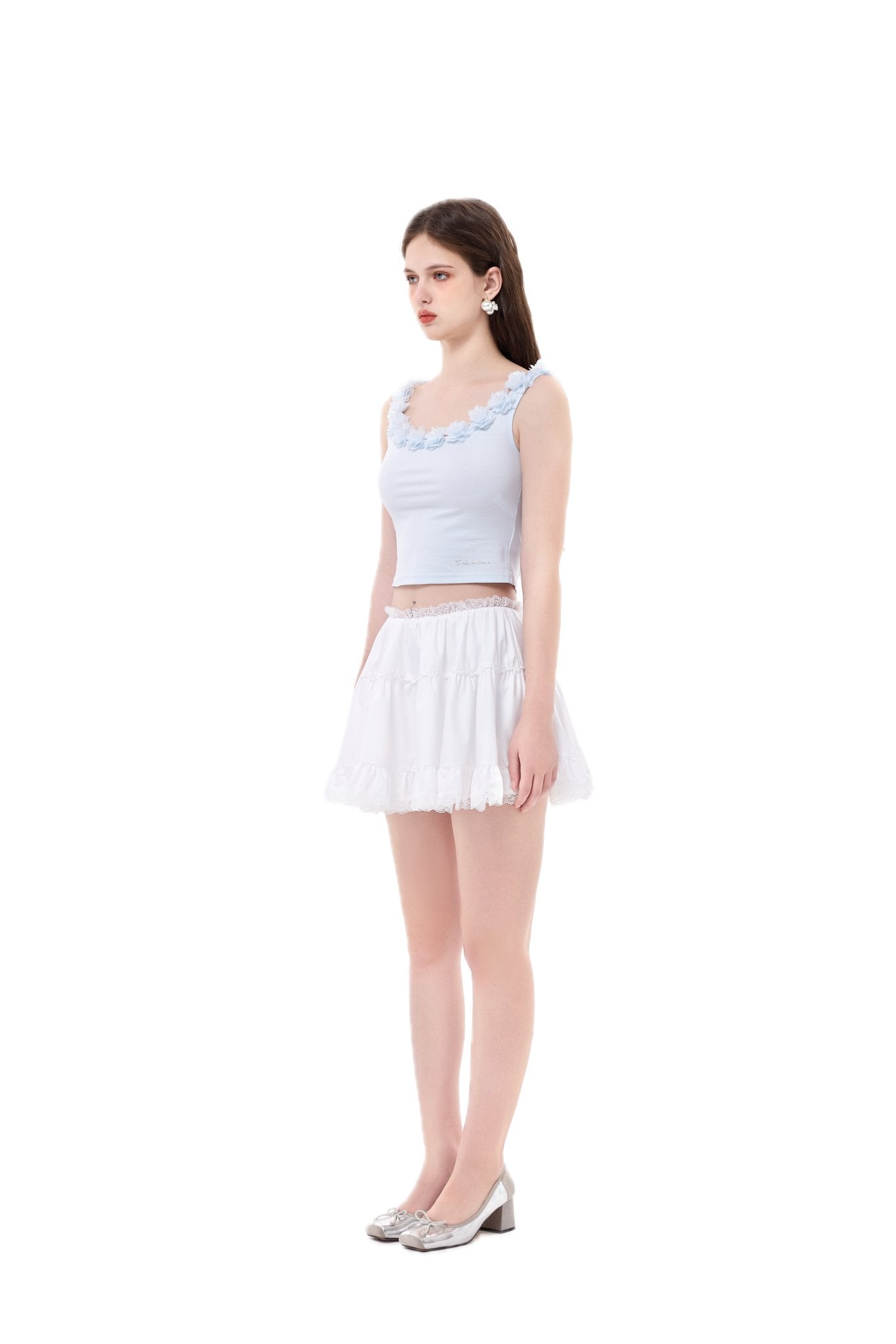 Blue Flower Ribbon Logo Tank Top | MADAX
