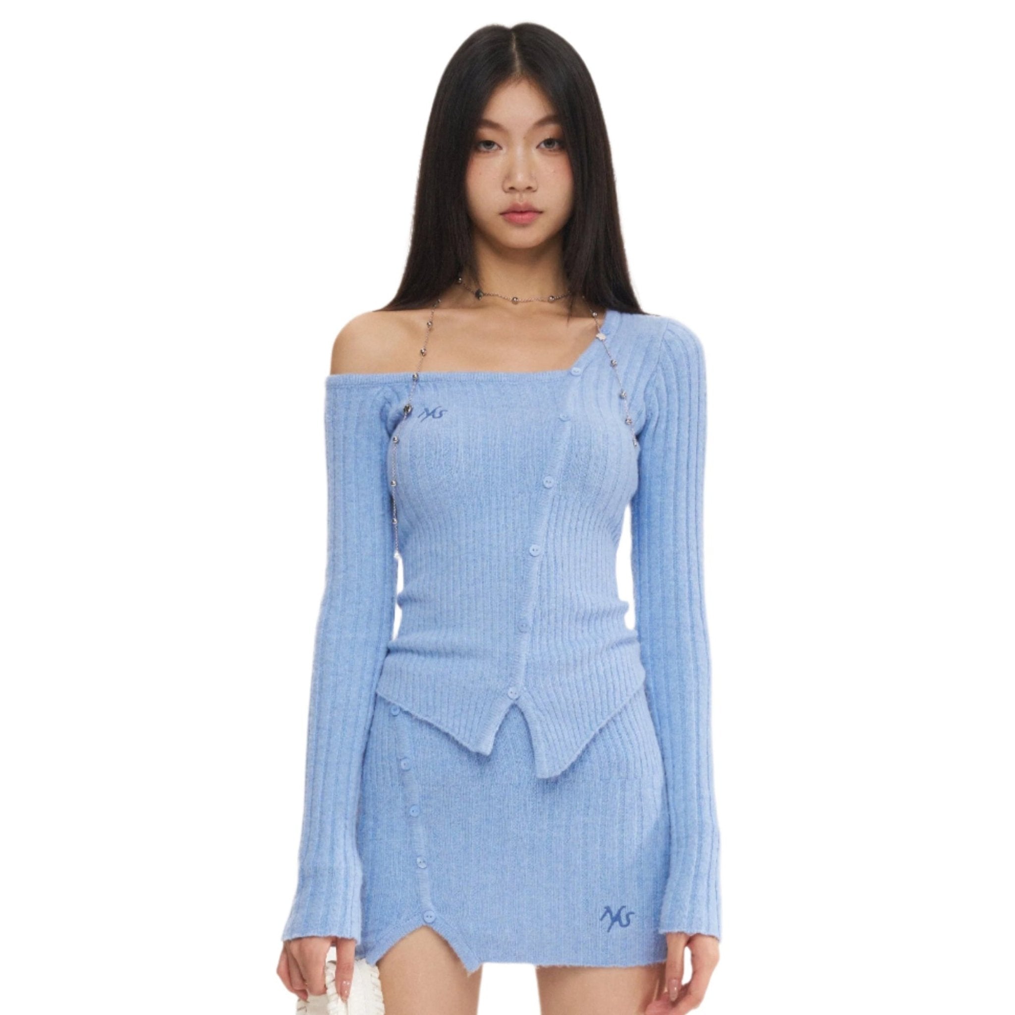 Blue Knit Top Glacier Set | MADAX