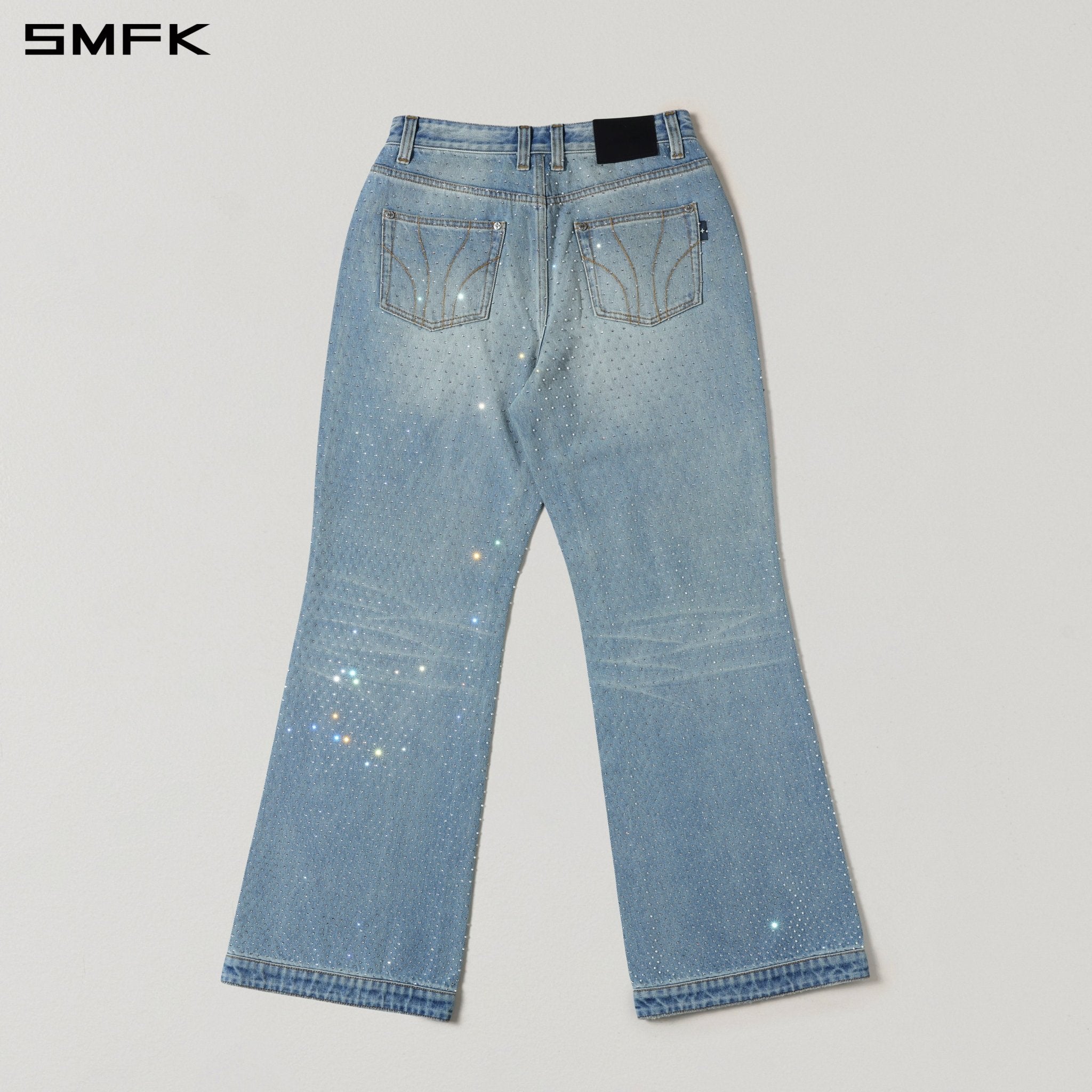 SMFK Blue Non-Stretch Diamond Flared Jeans | MADAX