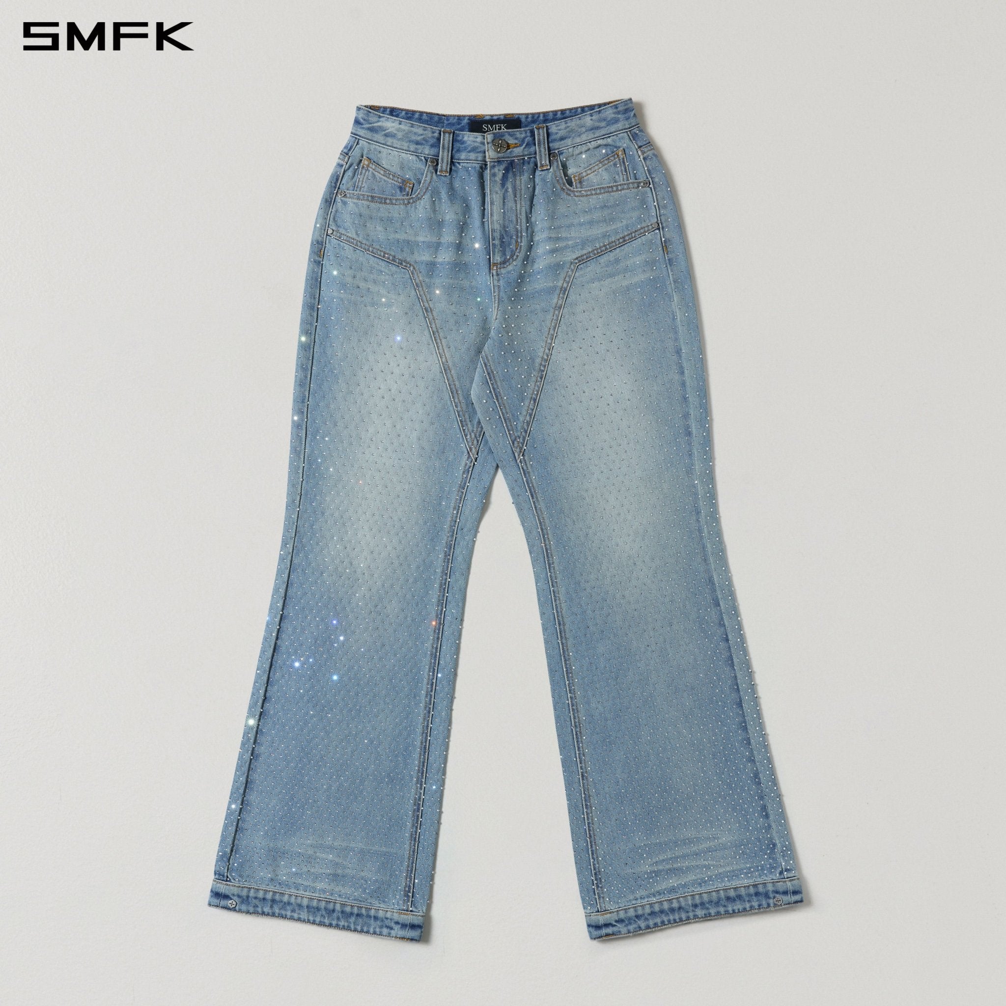 SMFK Blue Non-Stretch Diamond Flared Jeans | MADAX