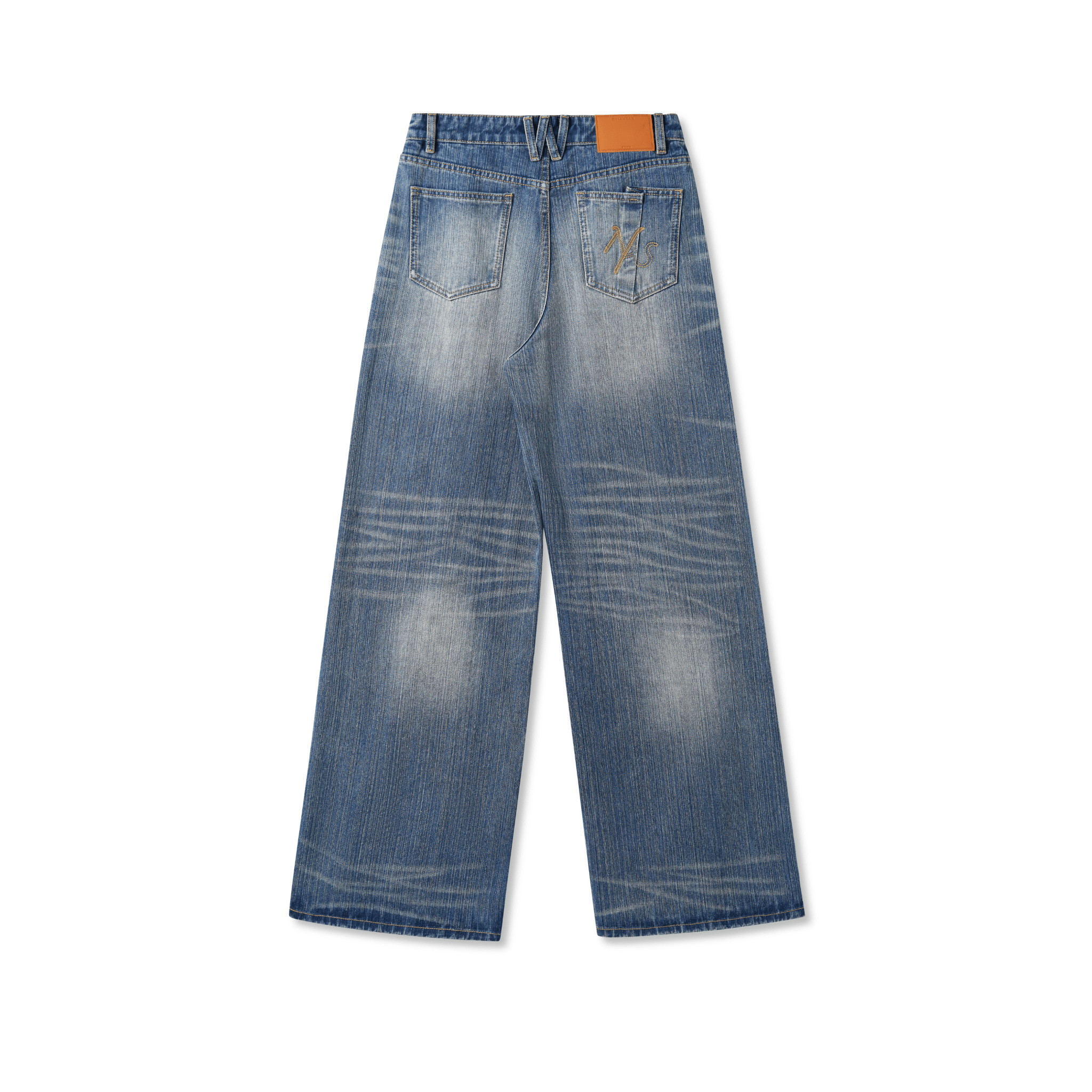 NAWS Blue Spring Asymmetric Straight Jeans in Blue | MADAX