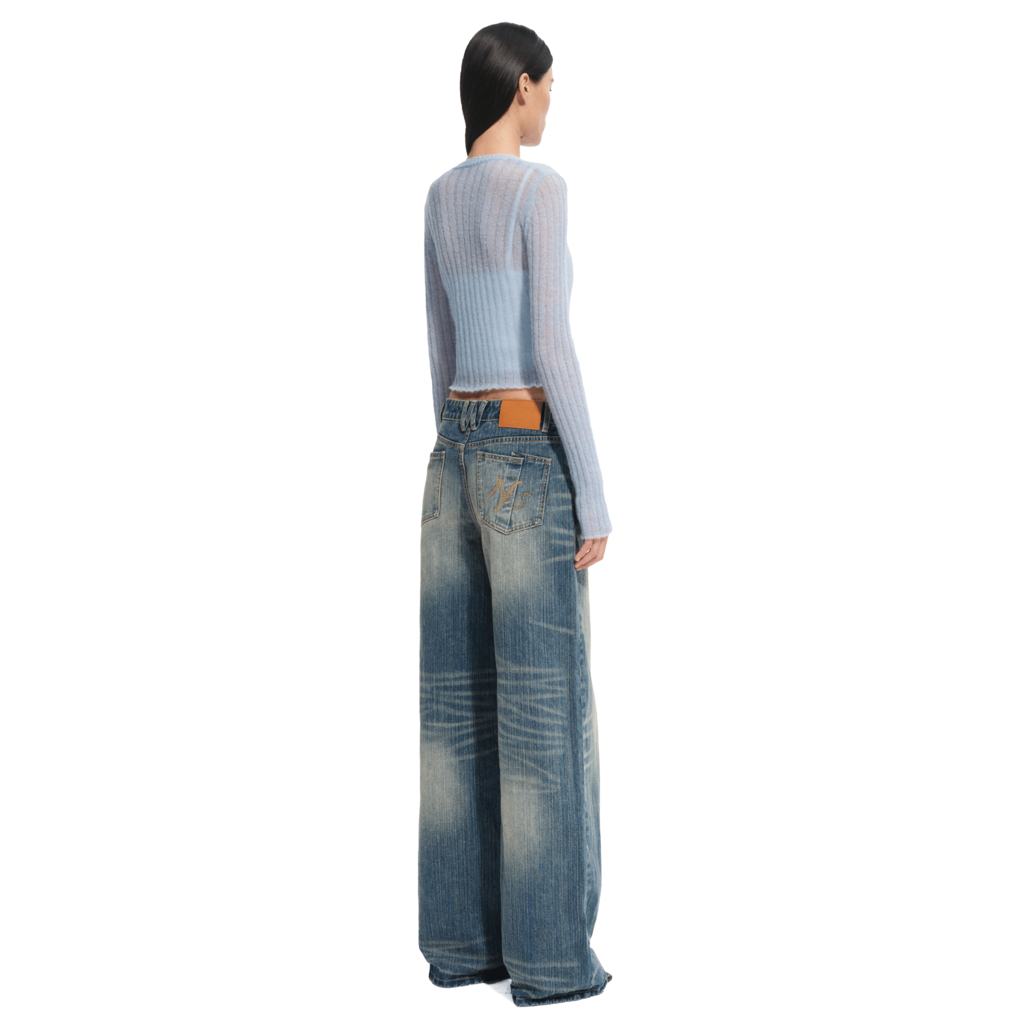 NAWS Blue Spring Asymmetric Straight Jeans in Blue | MADAX