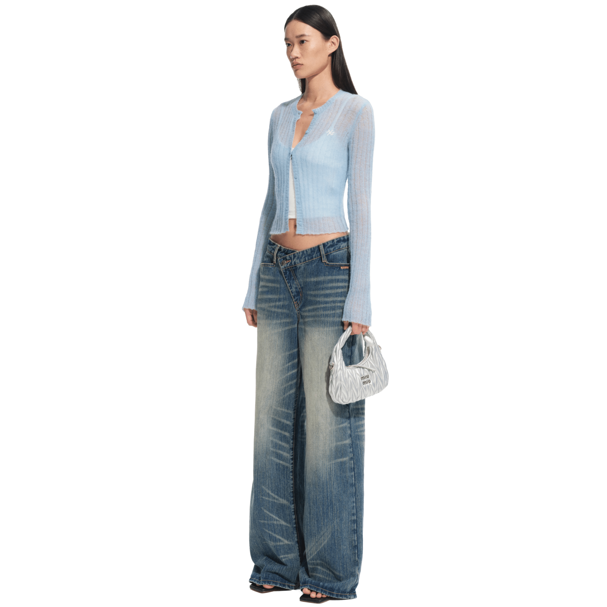 NAWS Blue Spring Asymmetric Straight Jeans in Blue | MADAX