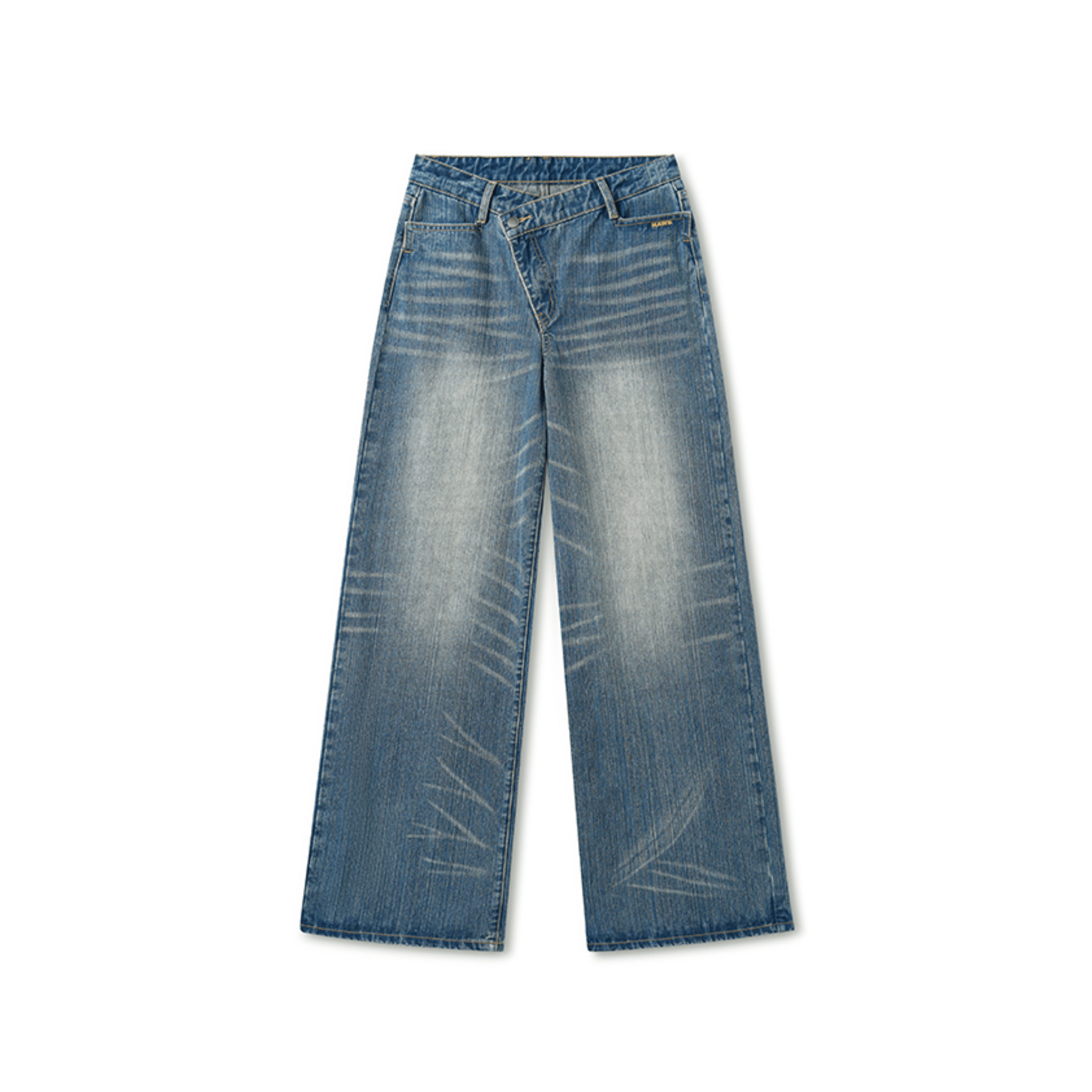 NAWS Blue Spring Asymmetric Straight Jeans in Blue | MADAX