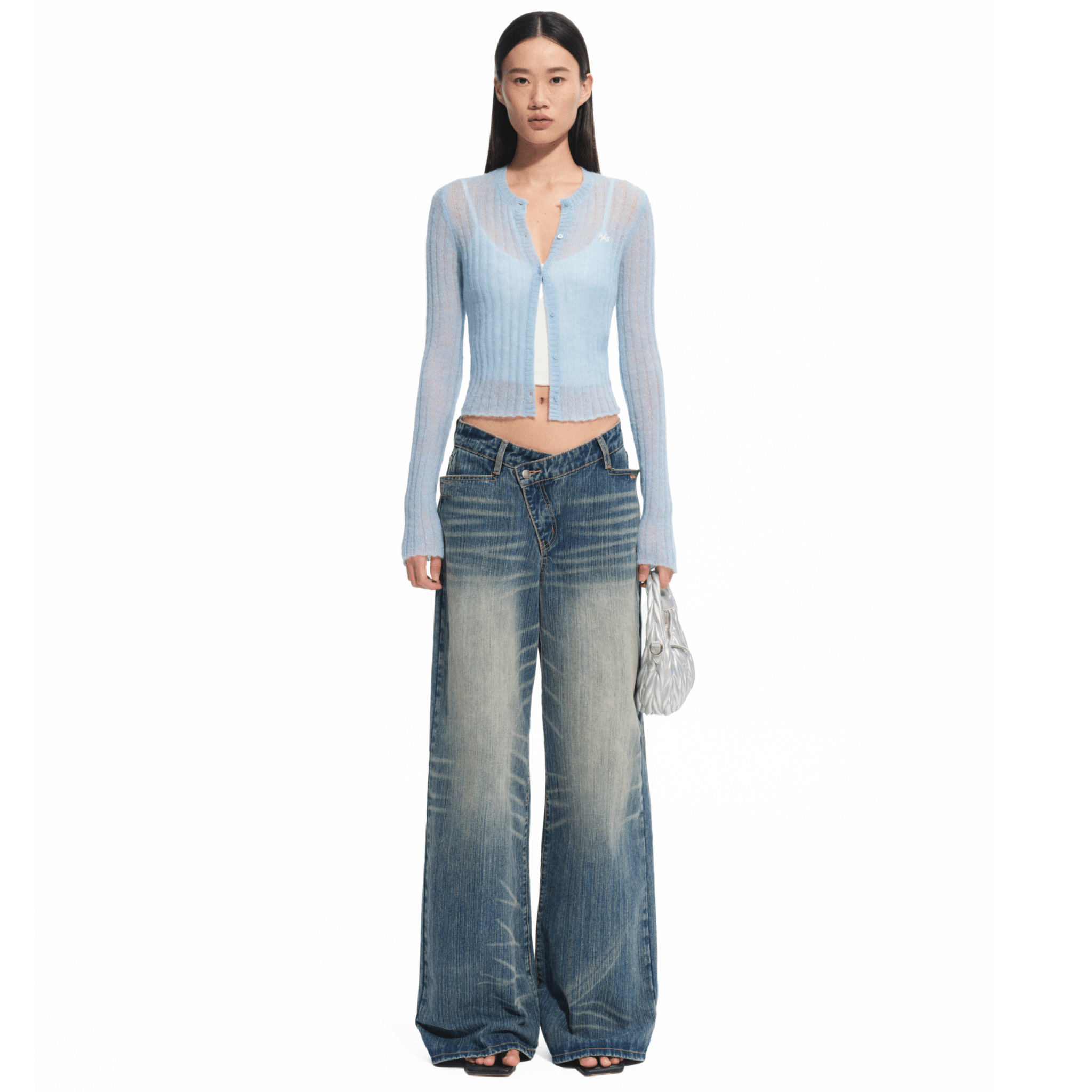 NAWS Blue Spring Asymmetric Straight Jeans in Blue | MADAX