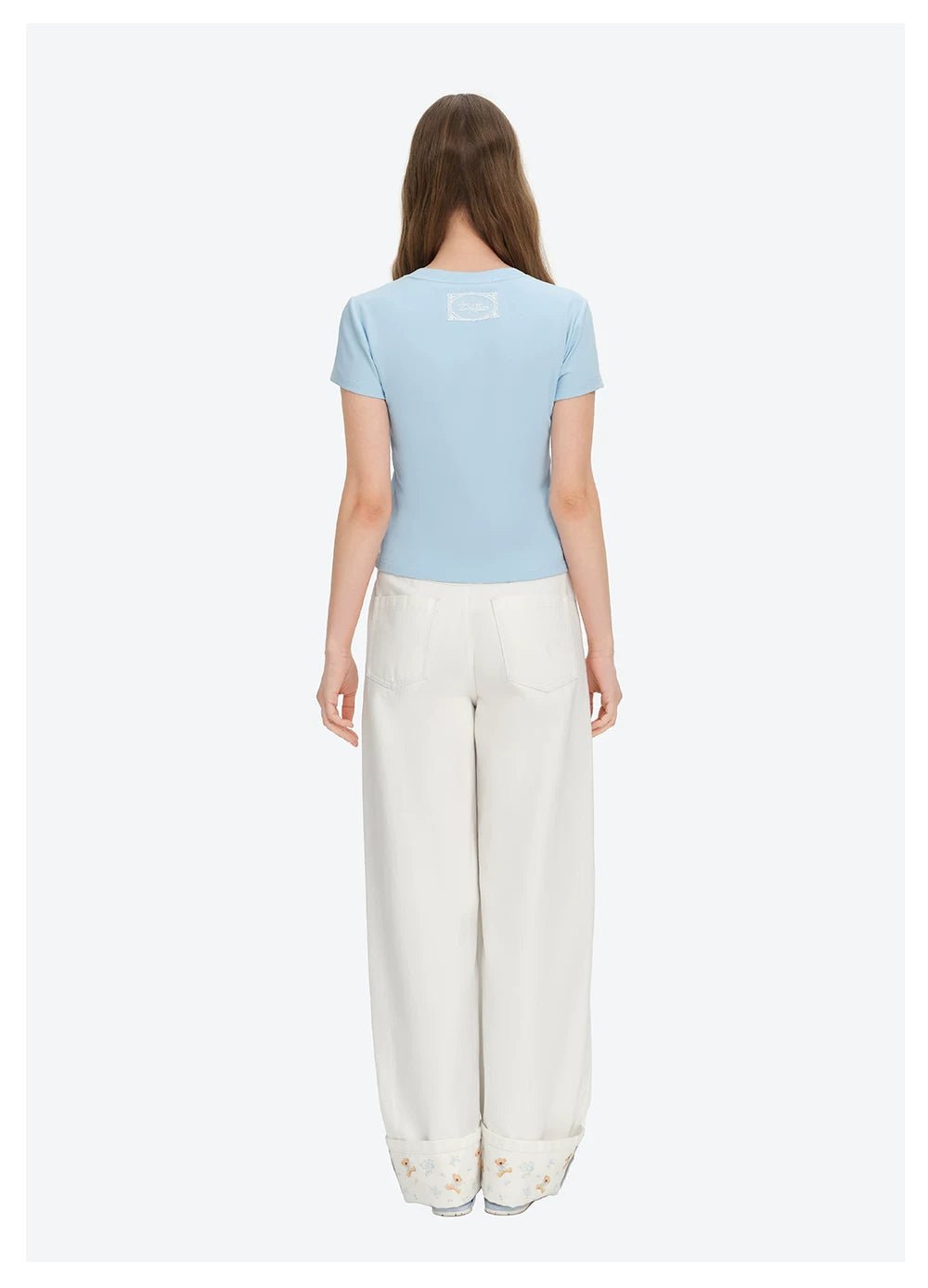 13DE MARZO Blue T-shirt with Overlapping Collar Loops | MADAX