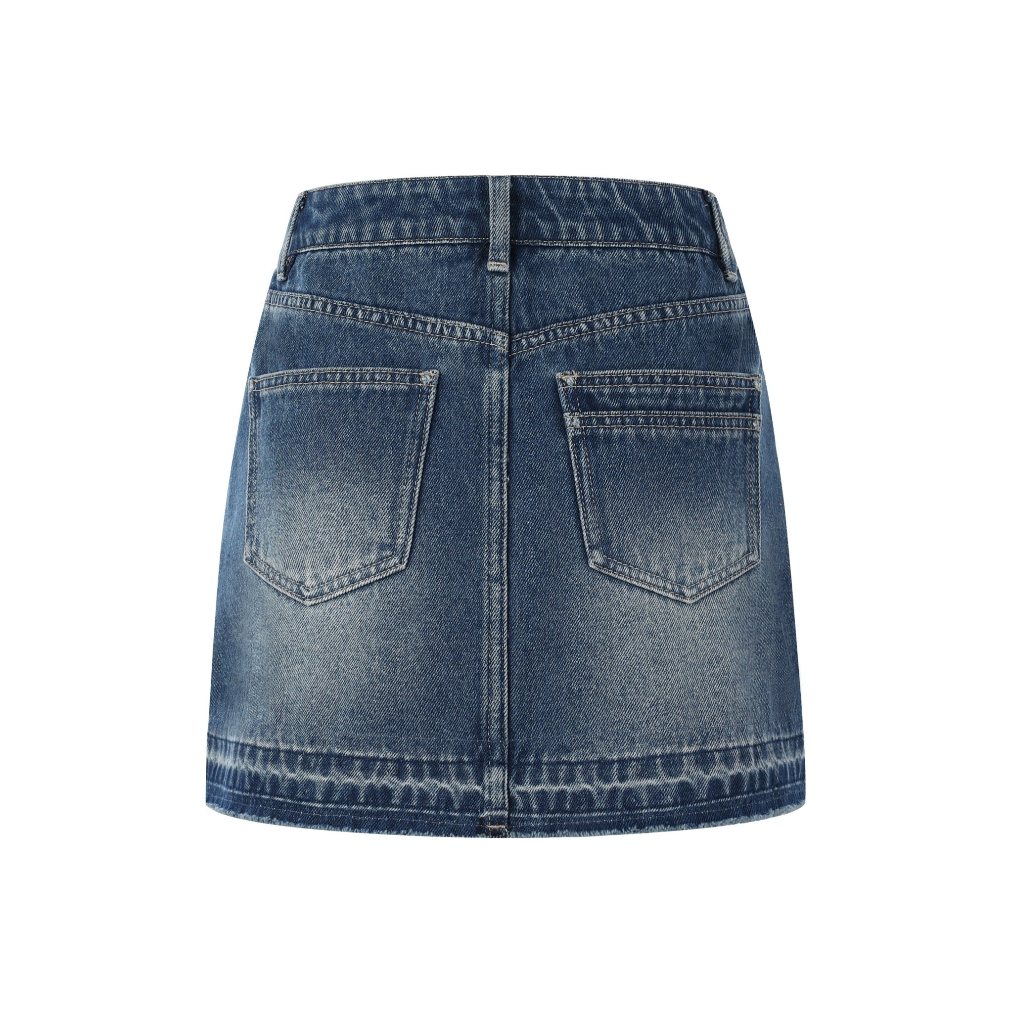 THREE QUARTERS Blue Vintage Wrap Denim Skirt | MADA IN CHINA