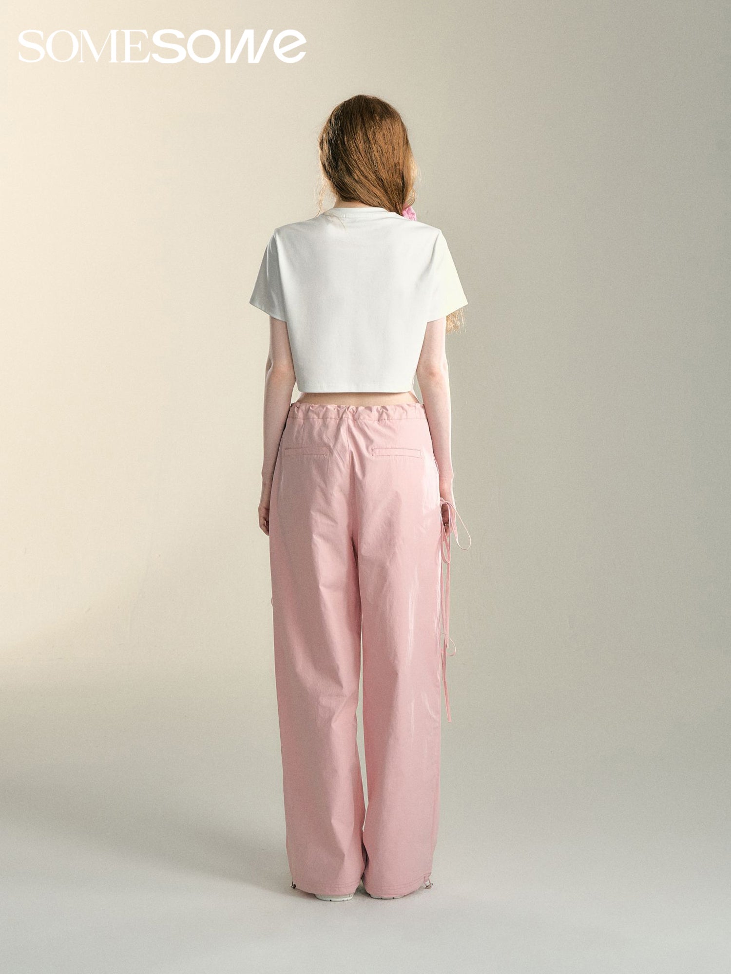 SOMESOWE Bow Drawstring Cargo Pants Pink | MADA IN CHINA