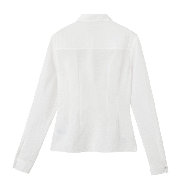 SOMESOWE Bow Waist Pleated Shirt in White | MADA IN CHINA