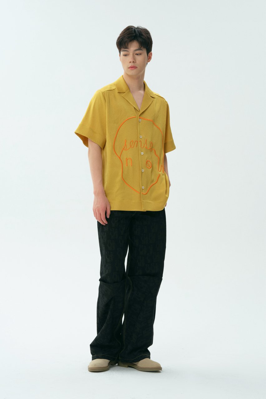 NOSENSE Branded Boy's Head Embroidered Short Sleeve In Yellow | MADA IN CHINA