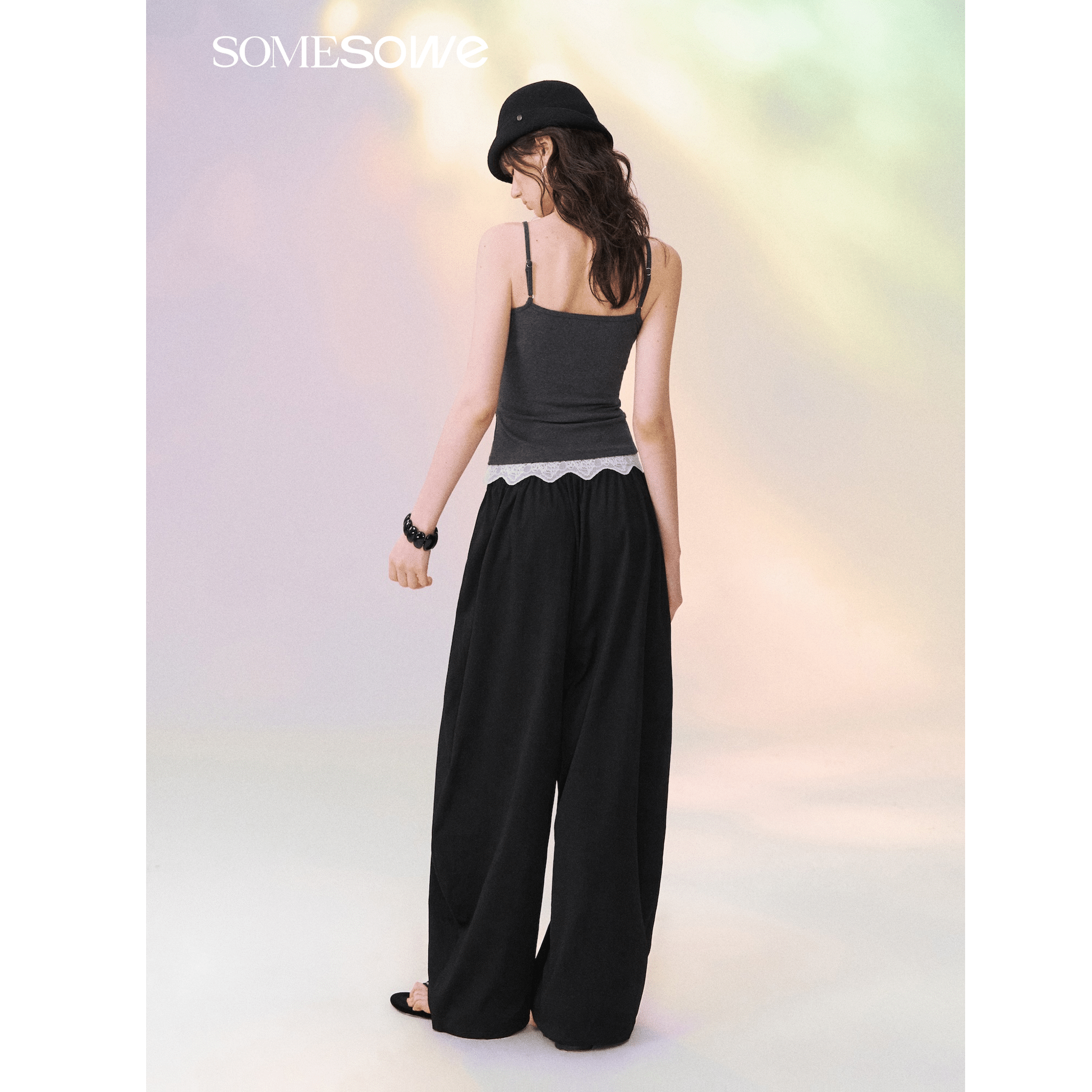 SOMESOWE Breathable, Loose-fitting Casual Lantern Pants in Black | MADAX