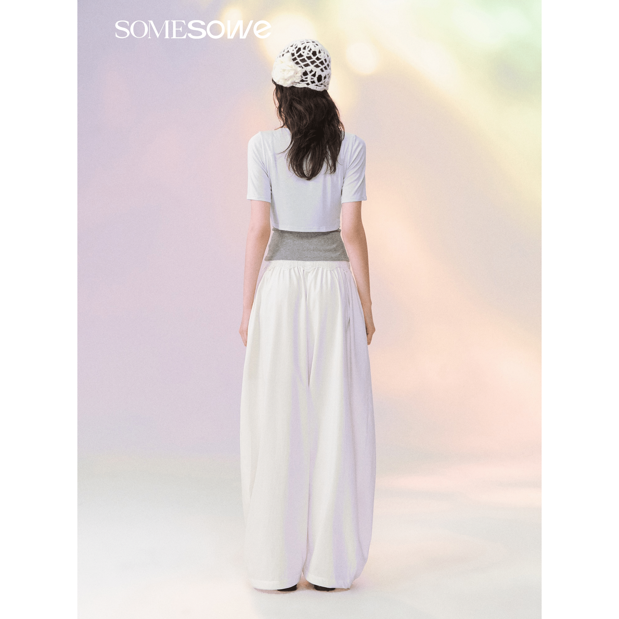 SOMESOWE Breathable, Loose-fitting Casual Lantern Pants in White | MADAX