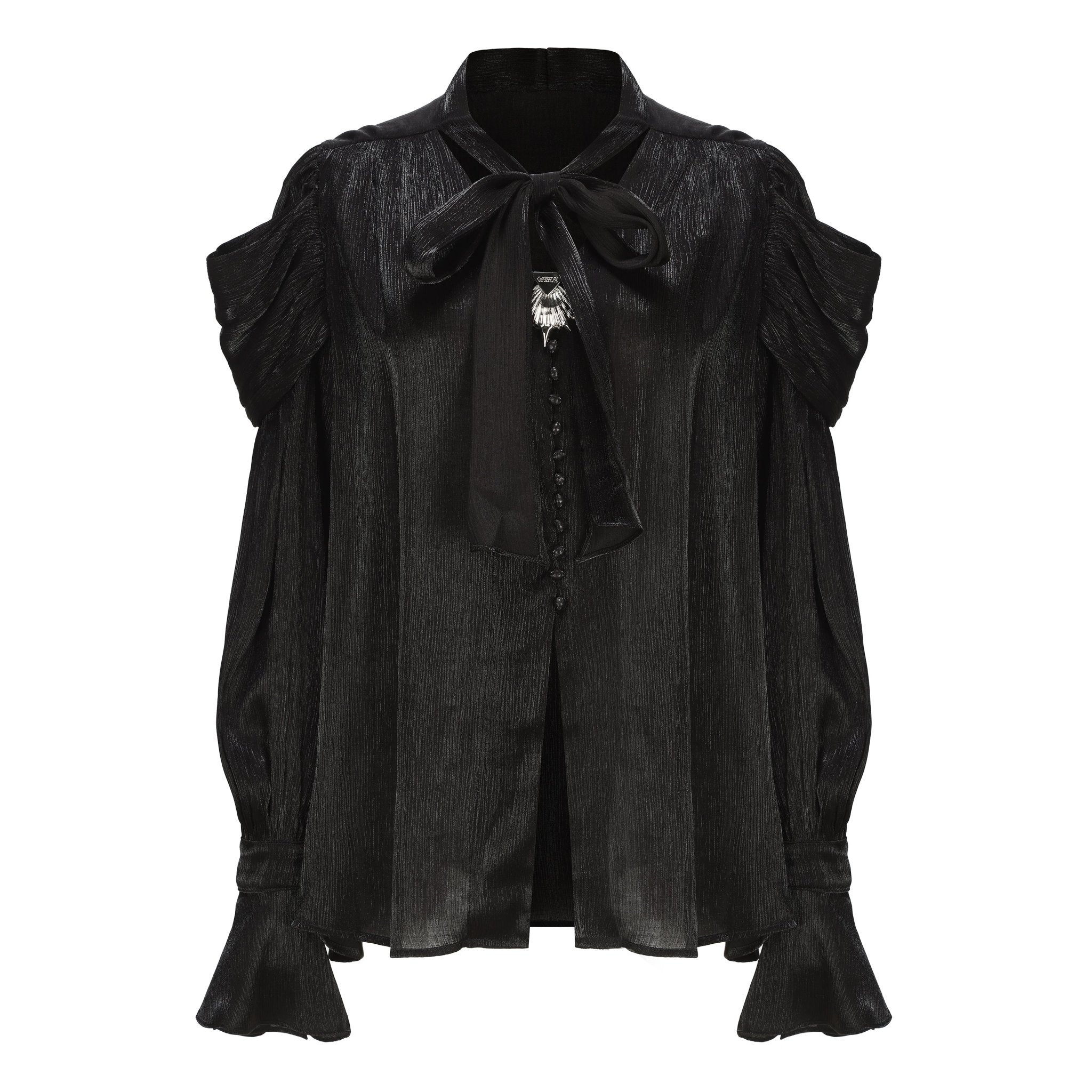 ARTE PURA Bright Yarn Ribbon Blouse In Black | MADA IN CHINA