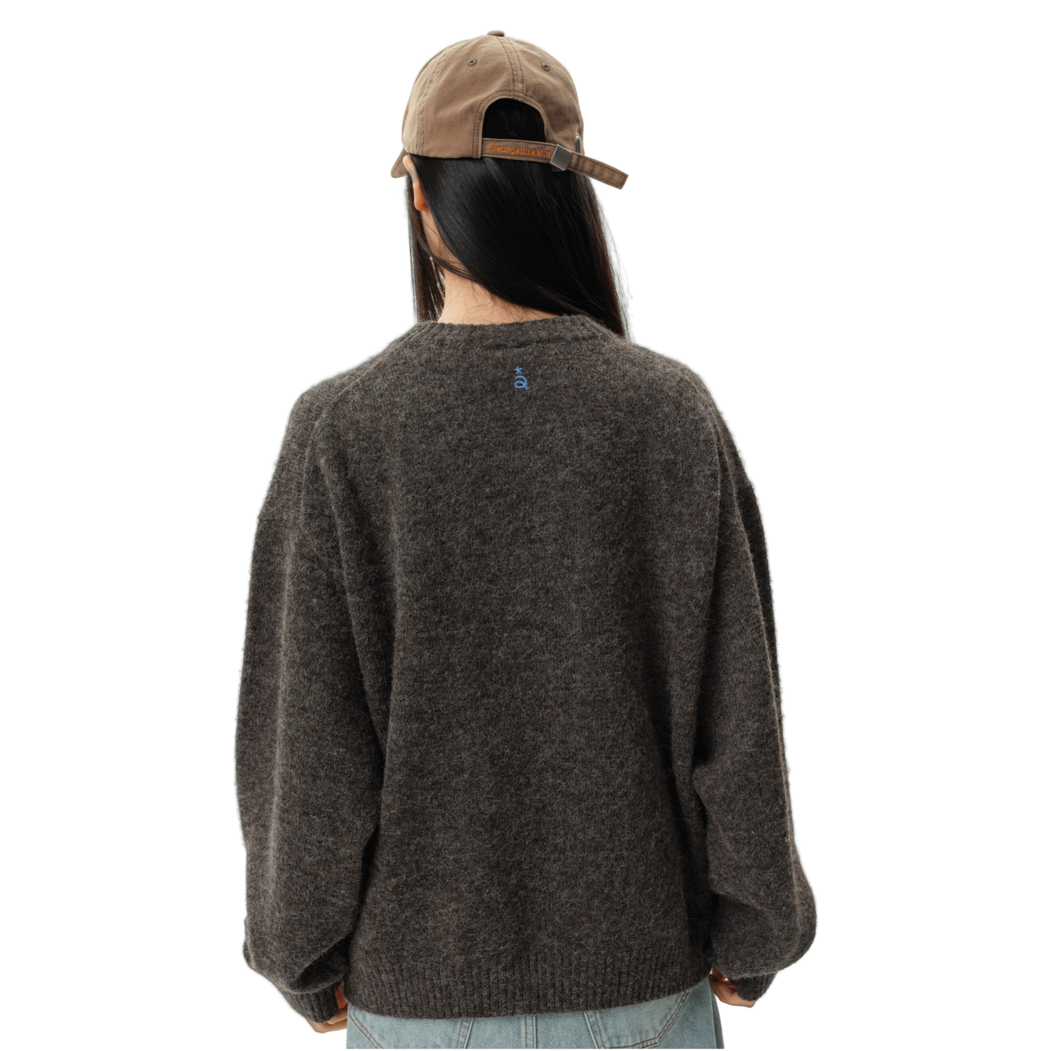 ARCH Brown Color - blocked Pony Crew Neck Sweater | MADAX