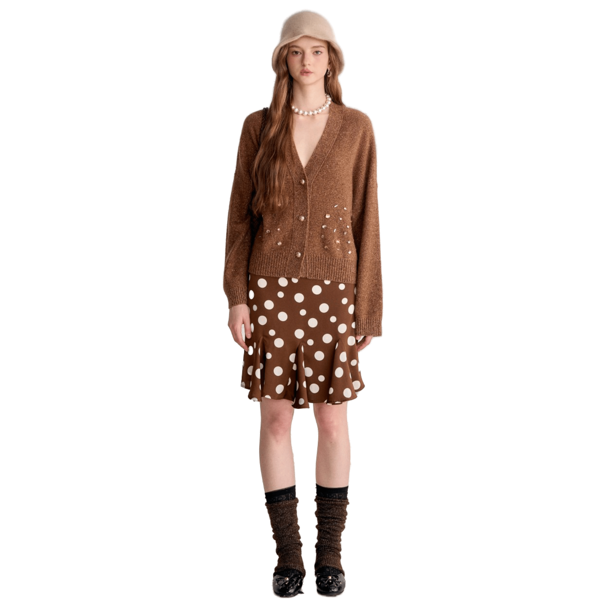 AIMME SPARROW Brown Diamond - embellished Knitted Cardigan | MADAX