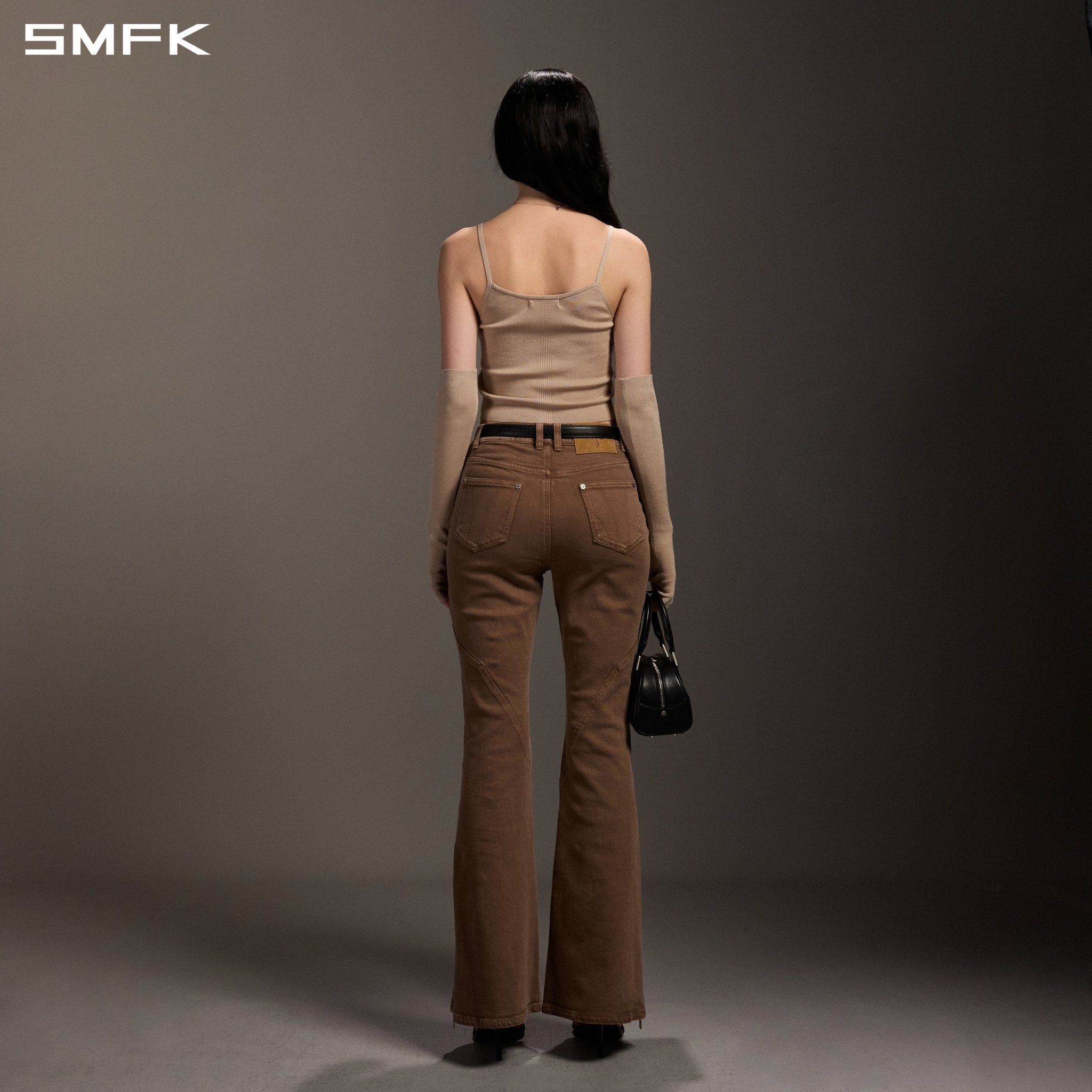 SMFK Brown Flared Stretch Jeans | MADAX