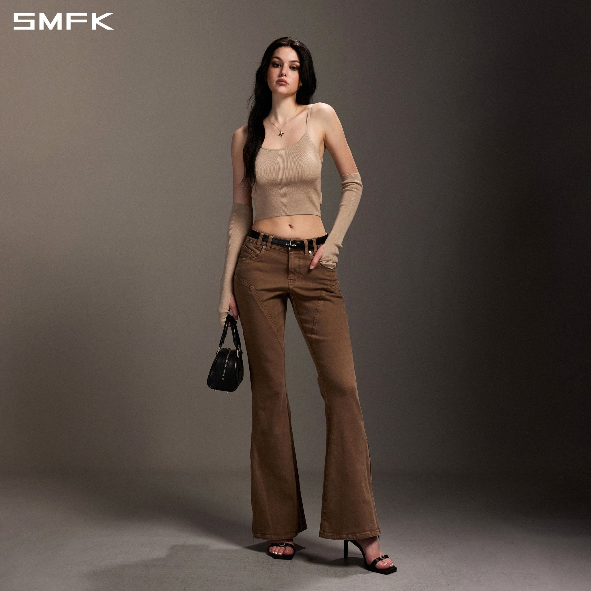 SMFK Brown Flared Stretch Jeans | MADAX