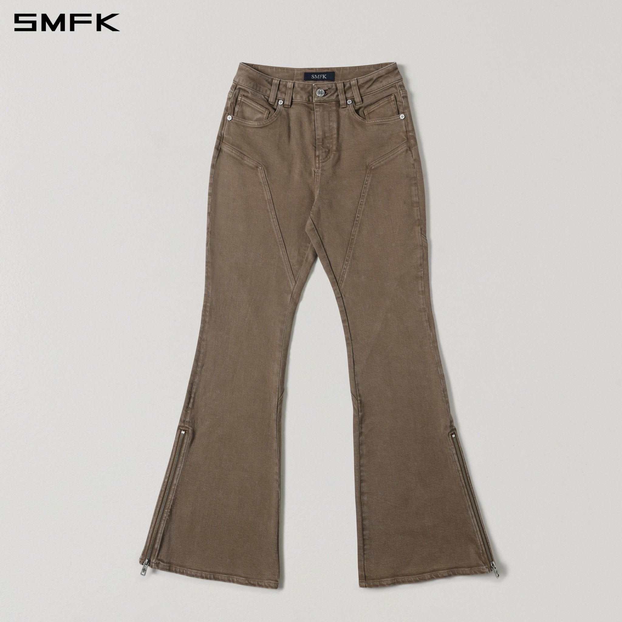 SMFK Brown Flared Stretch Jeans | MADAX
