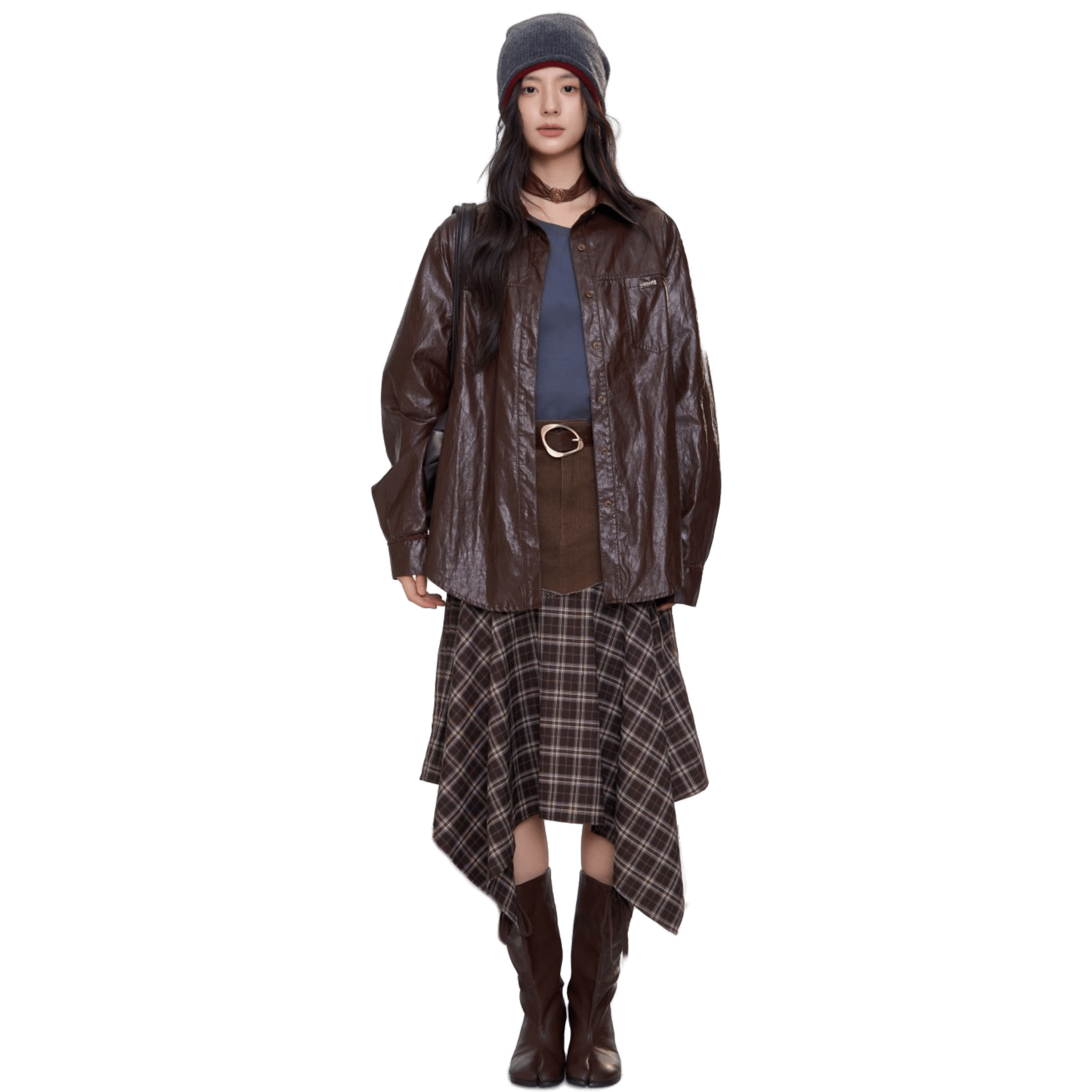 AIMME SPARROW Brown Leather Jacket with Logo | MADAX