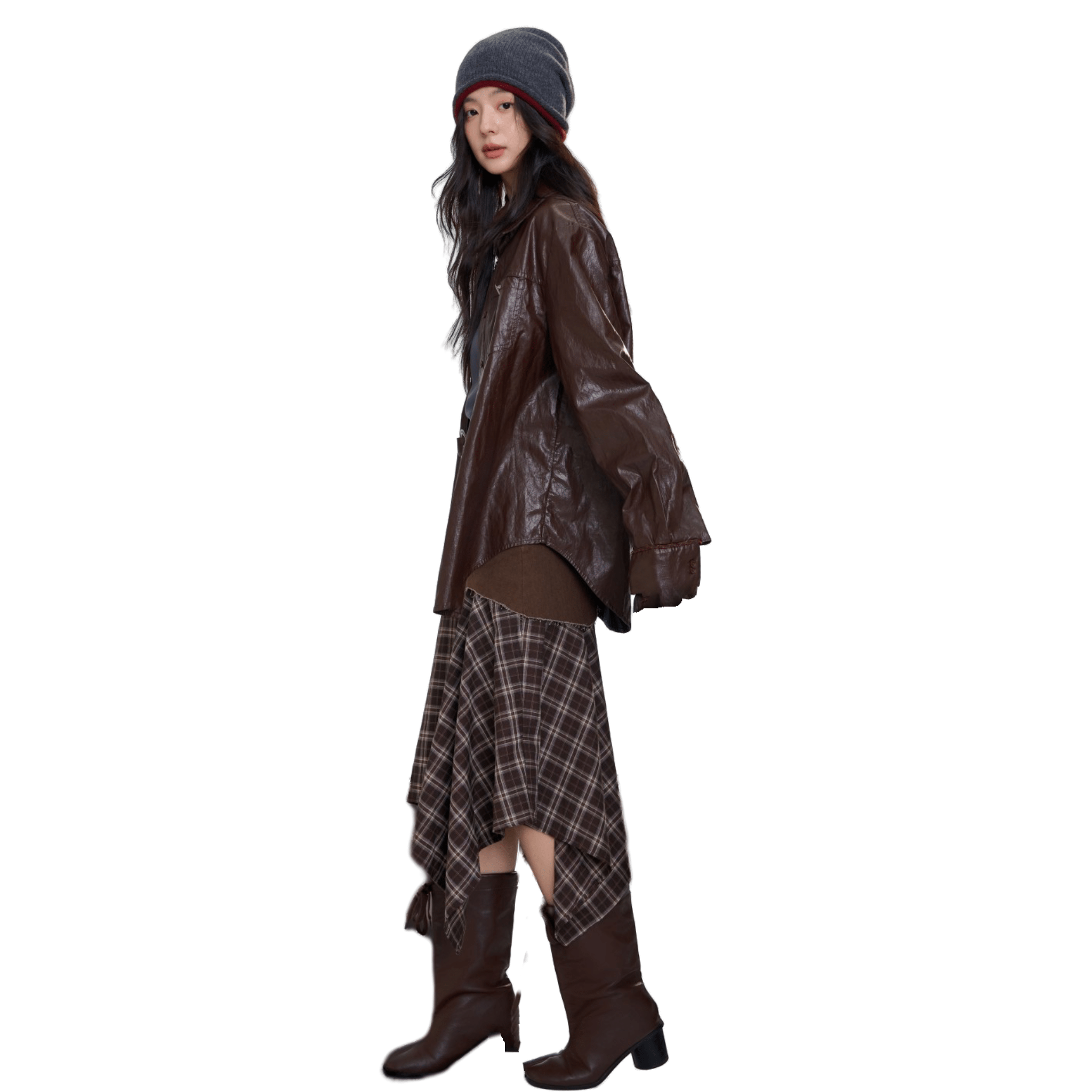 AIMME SPARROW Brown Leather Jacket with Logo | MADAX