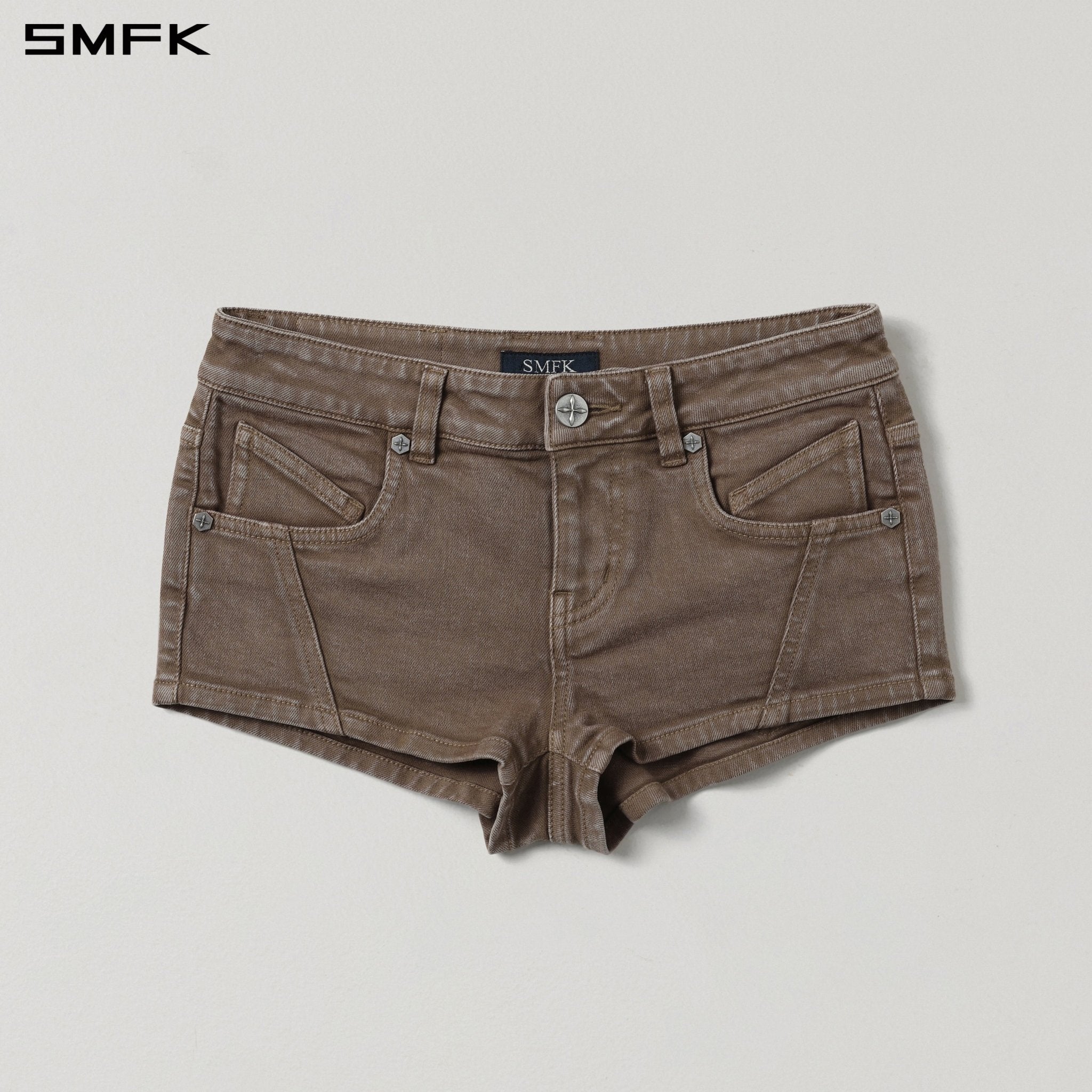 SMFK Brown Low-Rise Denim Shorts | MADAX