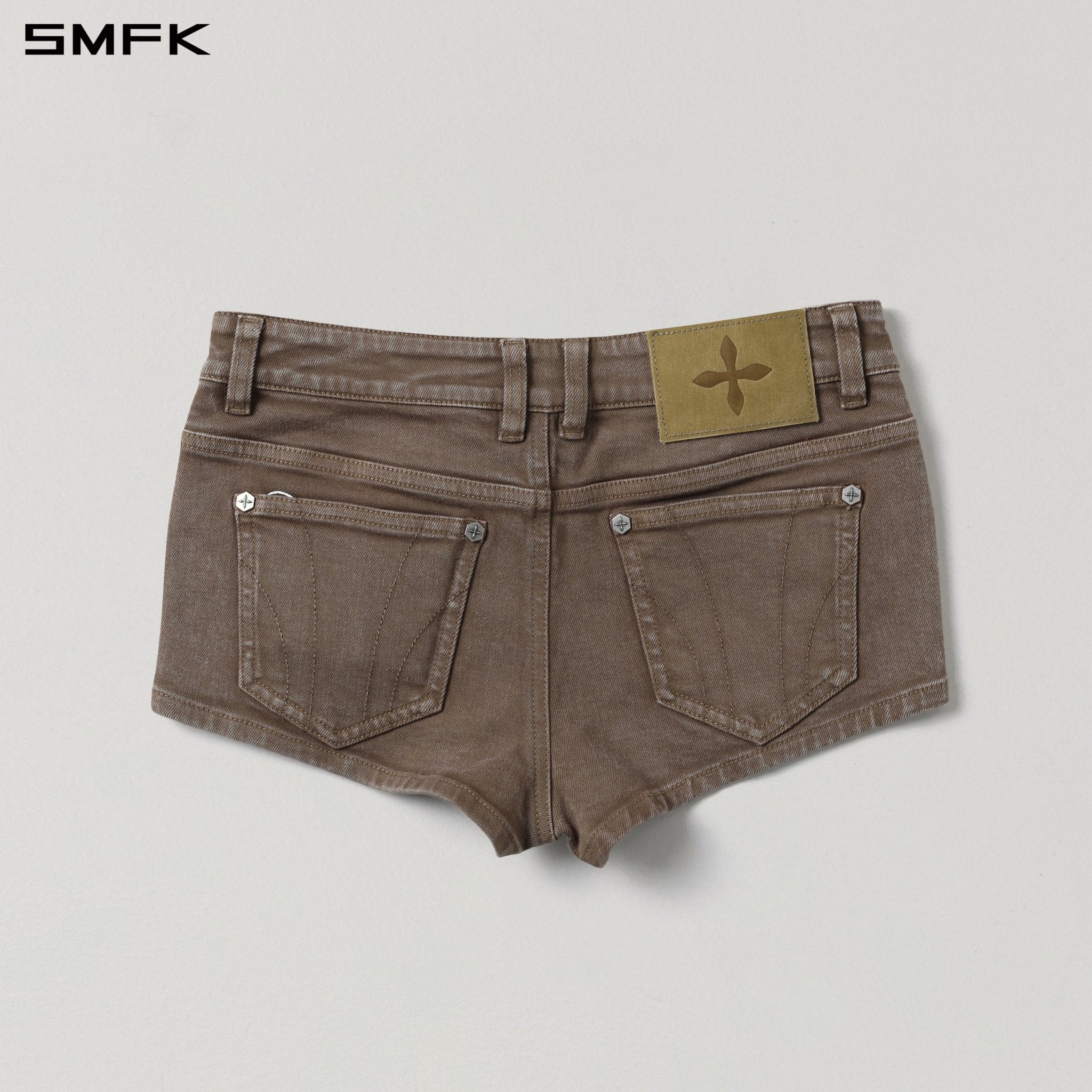 SMFK Brown Low-Rise Denim Shorts | MADAX