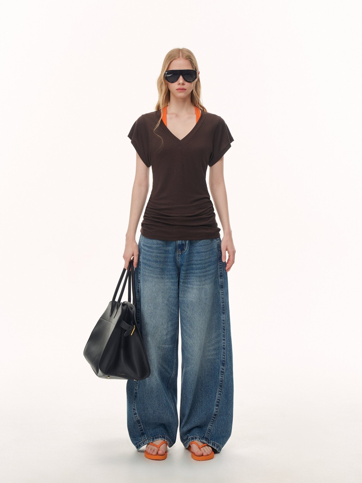 CLIMAX VISION Brown Lyocell Linen Cover - up T-shirt | MADAX