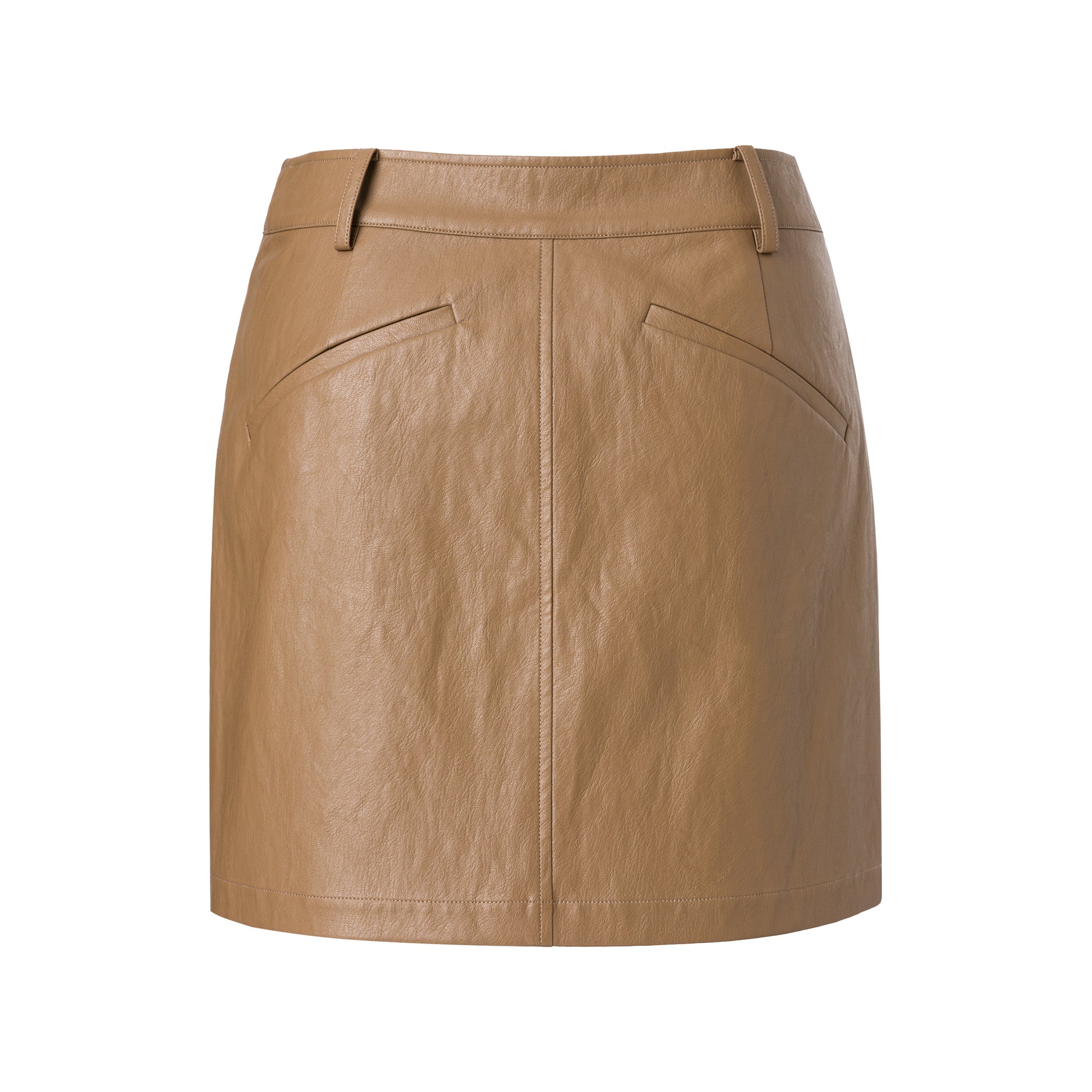 Ther. Brown Recycled Leather Mini Skirt | MADA IN CHINA