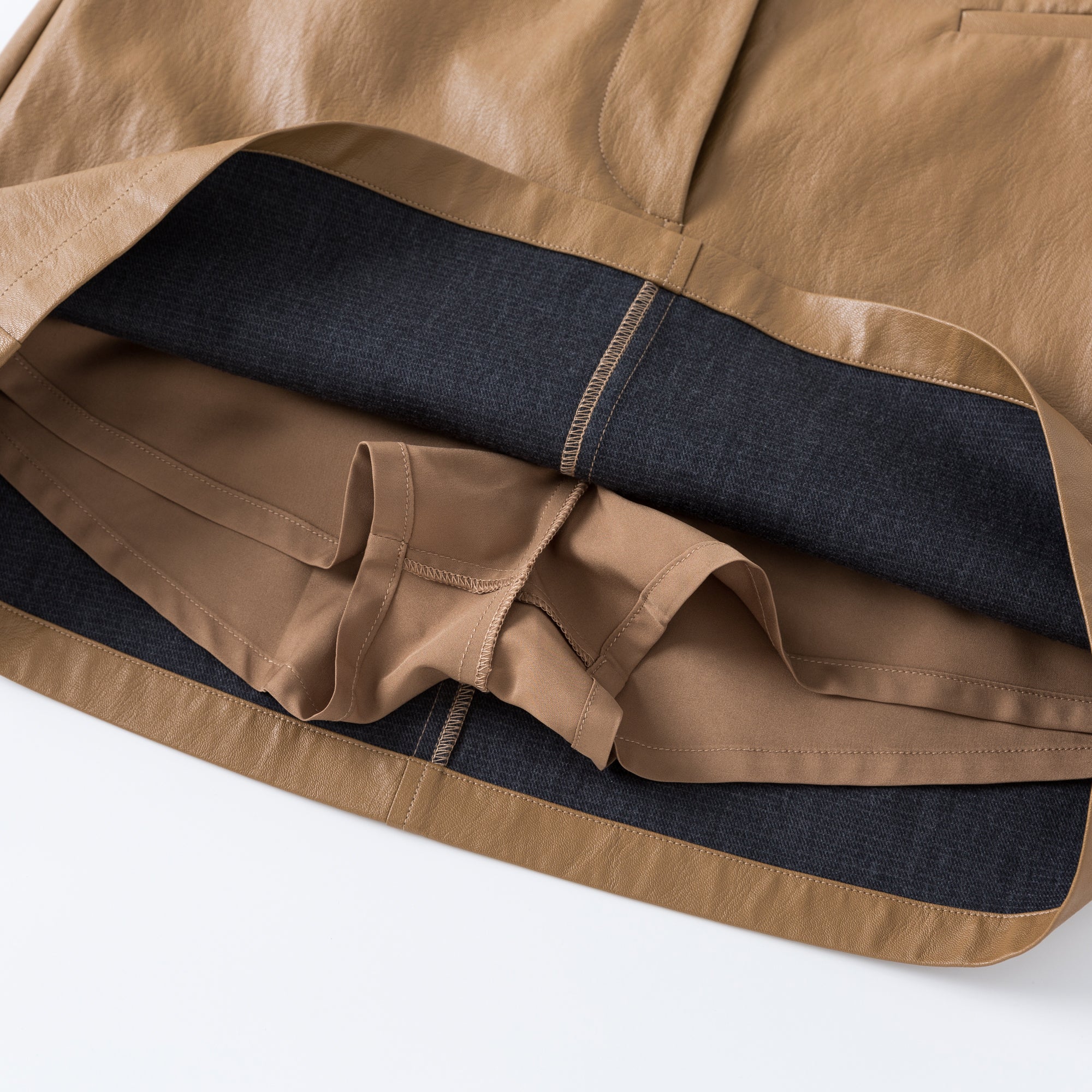 Ther. Brown Recycled Leather Mini Skirt | MADA IN CHINA