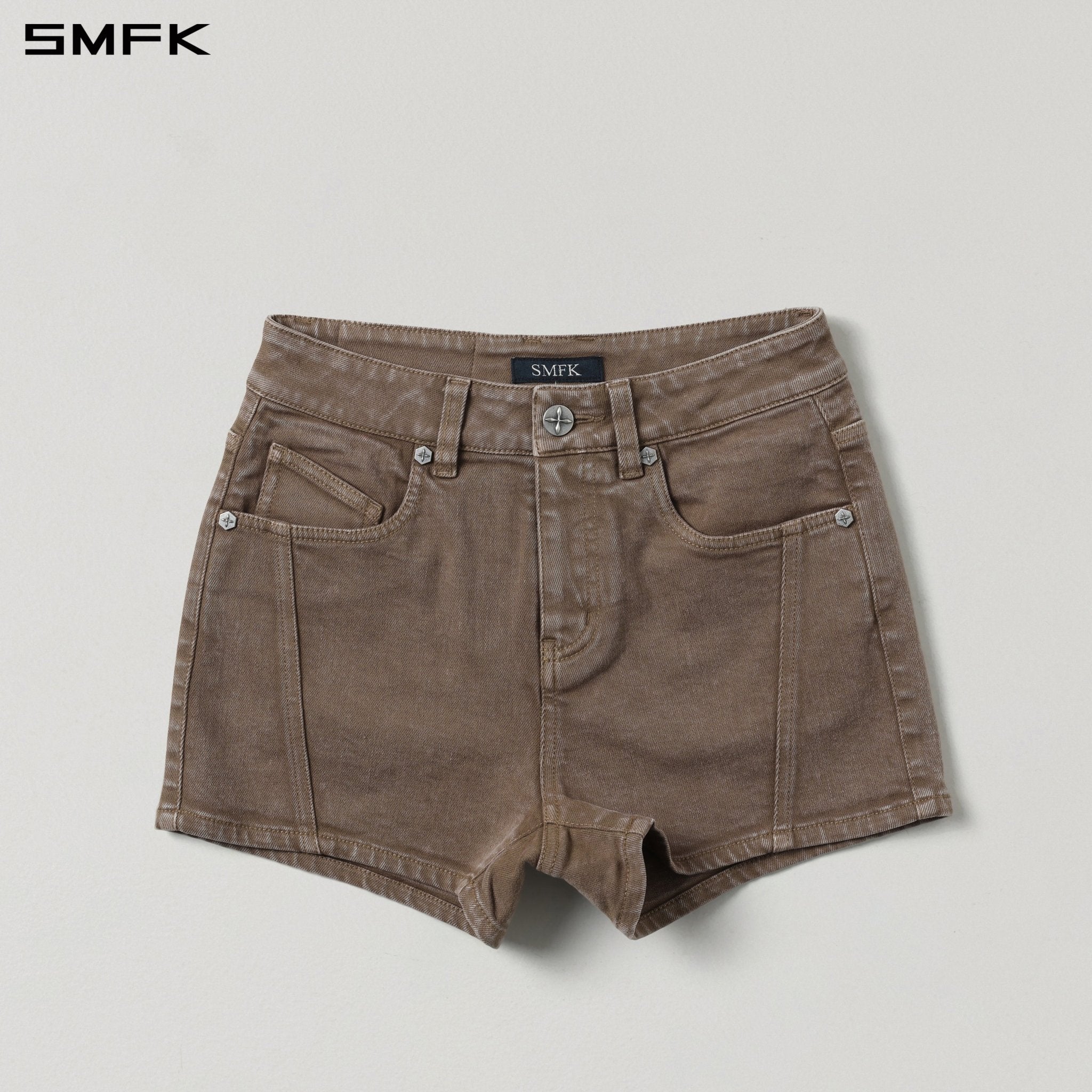 SMFK Brown Stretch Denim Shorts | MADAX