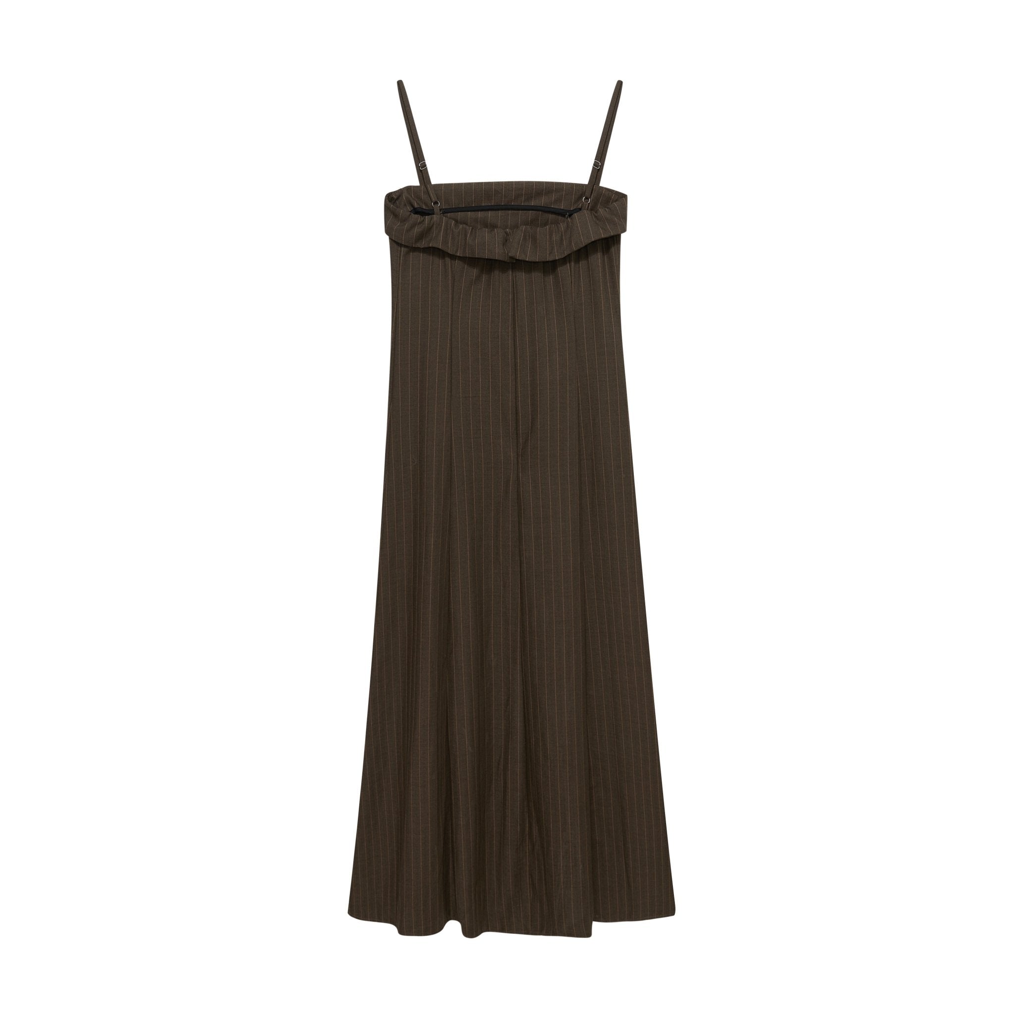 Maca Kaka Brown Striped Suit Strap Dress | MADA IN CHINA