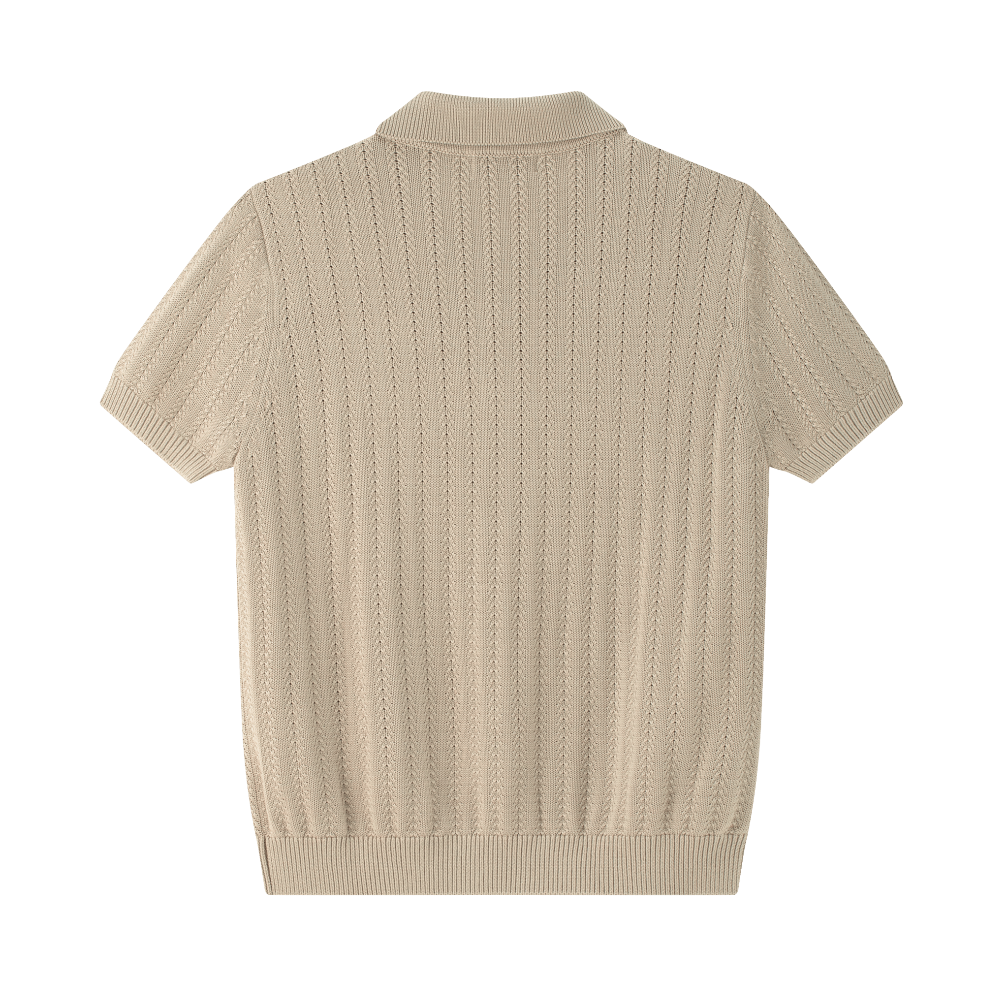 CLIMAX VISION Brown Wheat - Patterned Textured Knit Polo Shirt | MADAX