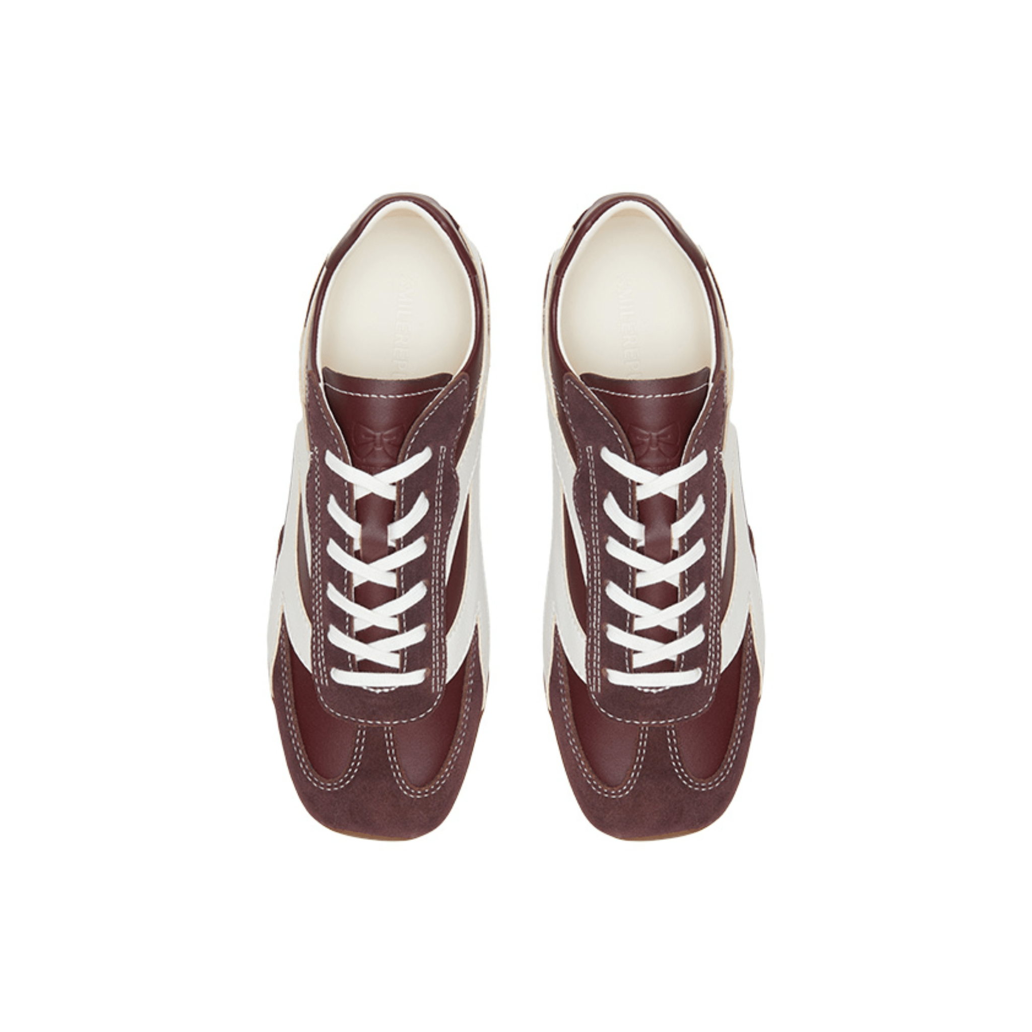 SMILEREPUBLIC Burgundy Bow Side Label Low - top Square - toe Military Training Shoes | MADAX