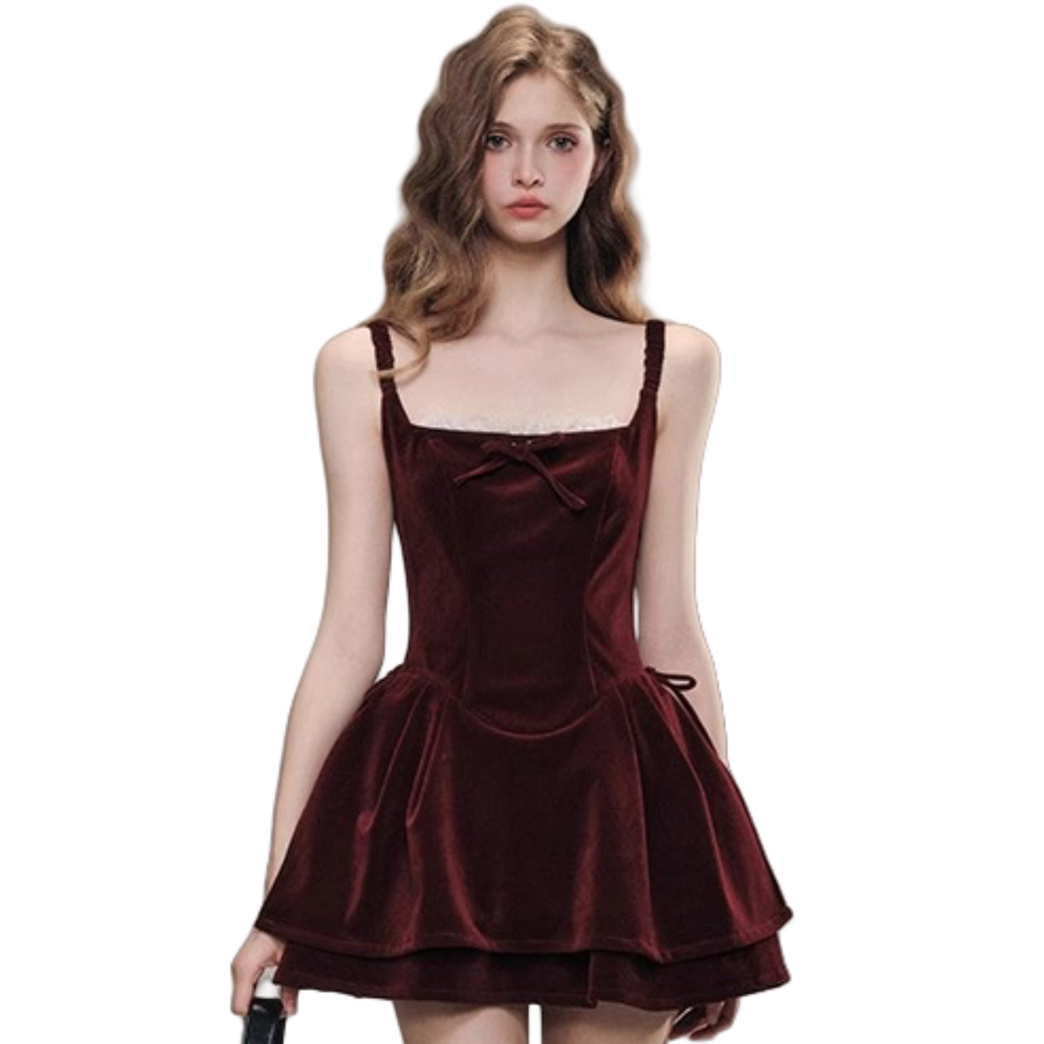 Group of Universe 'Burgundy Moment‘ Velvet Mini Dress In Red | MADAX