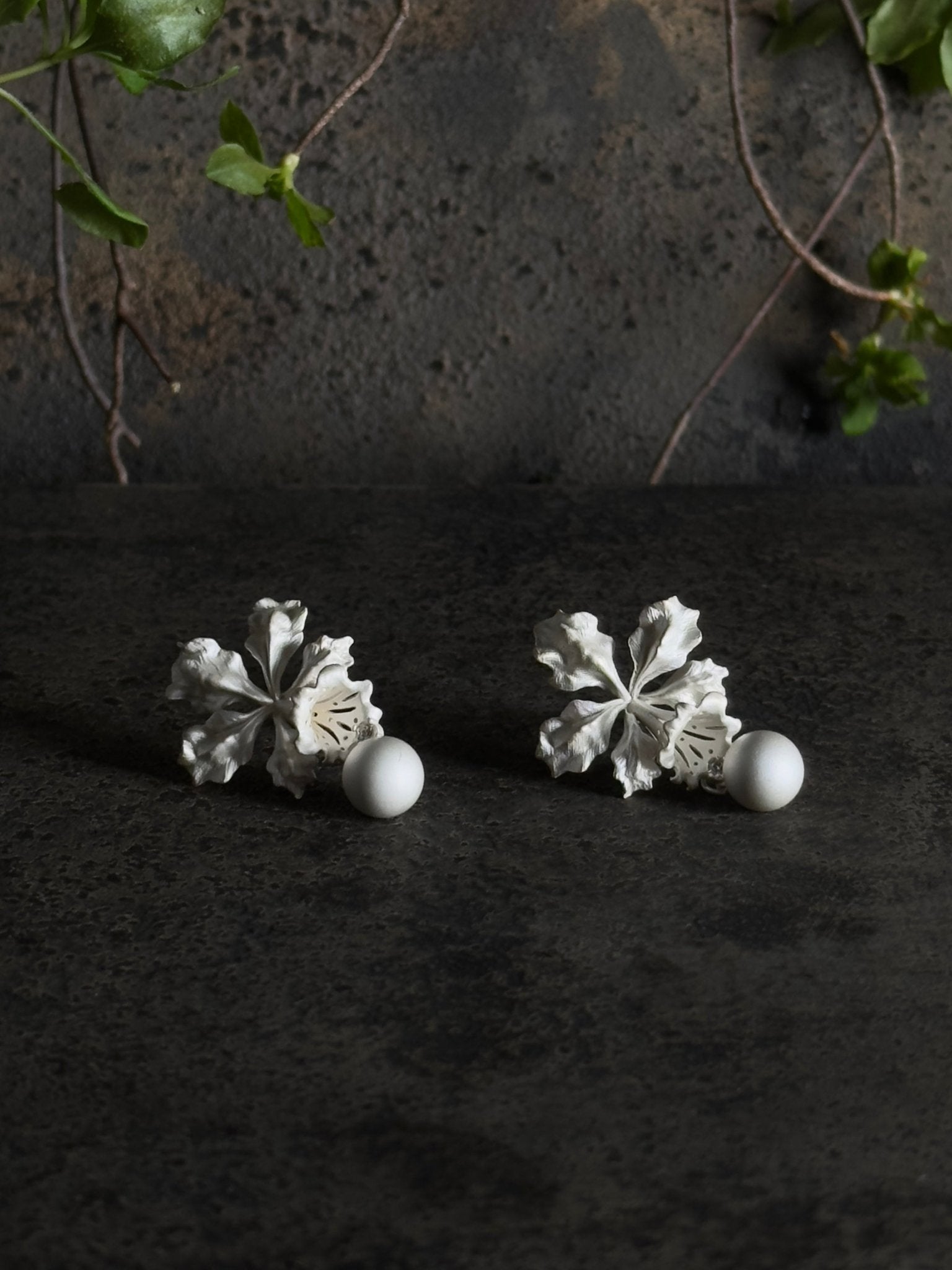 CHENG Burnt White Raindrop Orchid Earrings | MADA IN CHINA