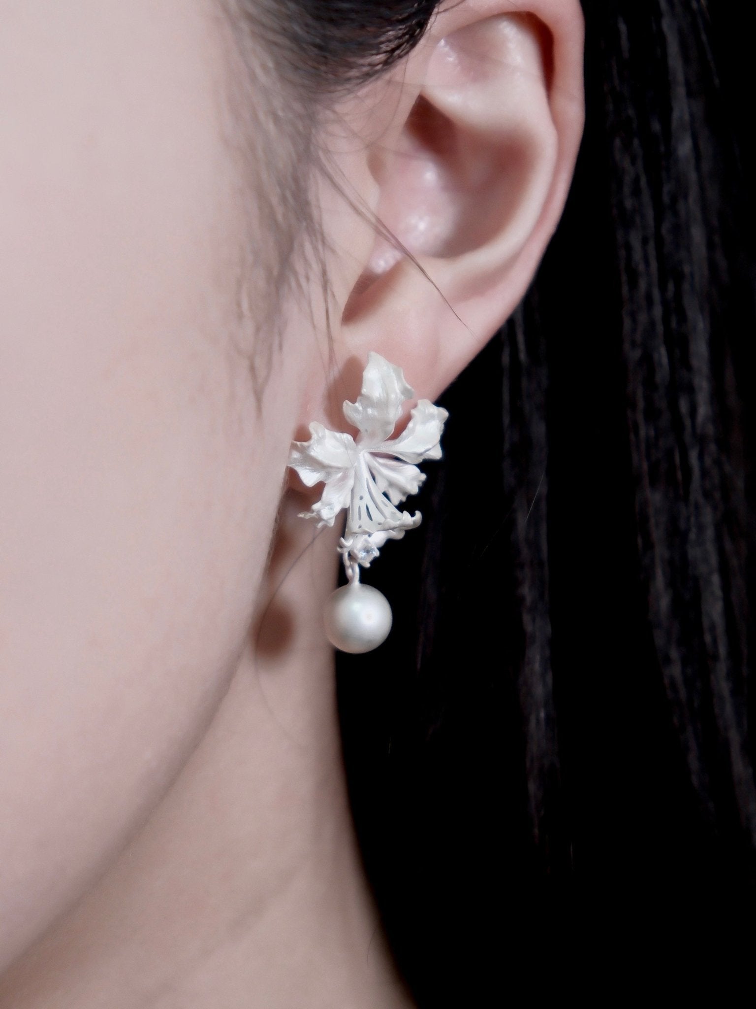 CHENG Burnt White Raindrop Orchid Earrings | MADA IN CHINA