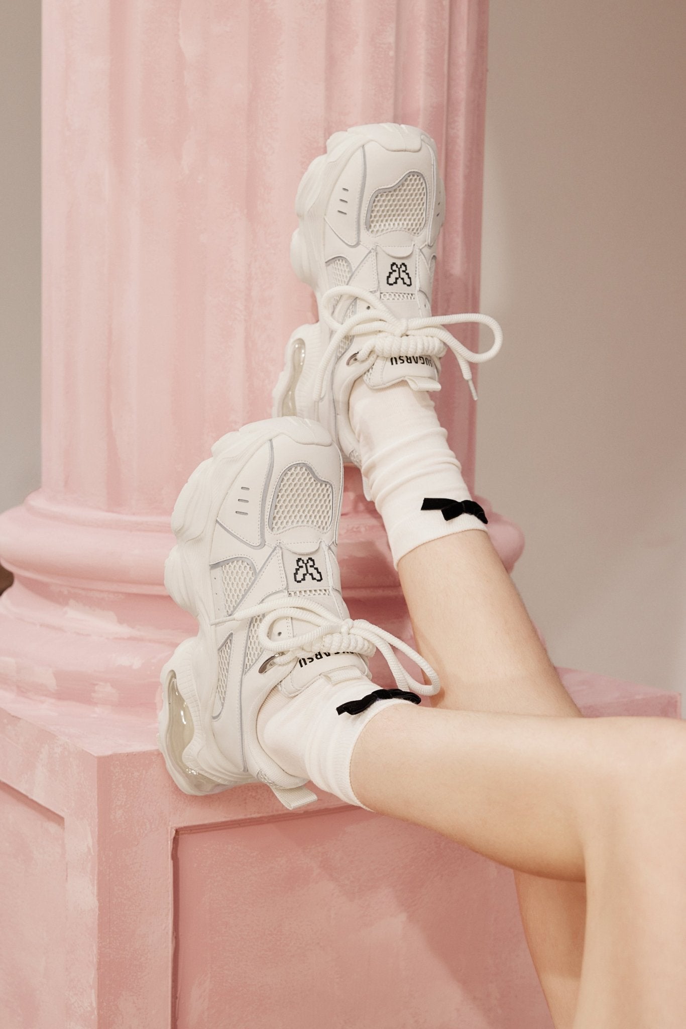 Sugar Su Butterfly Manor Butterfly Dream Series Bubble Sole Clunky Sneaker In White | MADA IN CHINA