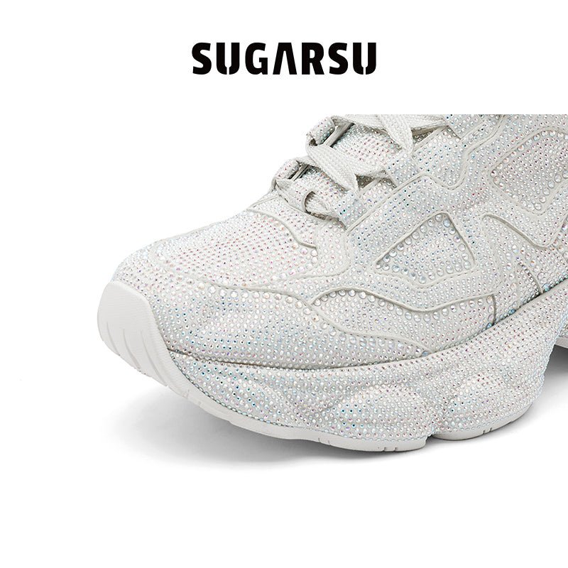 Sugar Su Butterfly Manor Butterfly Dream Series Rhinestones Clunky Sneaker In White | MADA IN CHINA