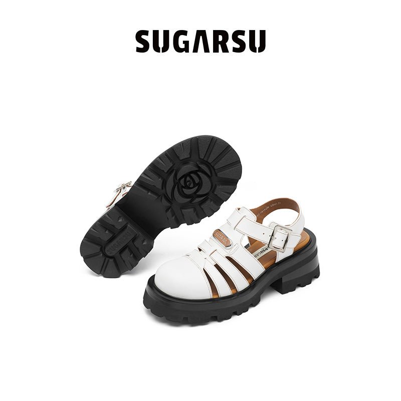 Sugar Su Butterfly Manor Thorns Series Roman Sandals In White | MADA IN CHINA