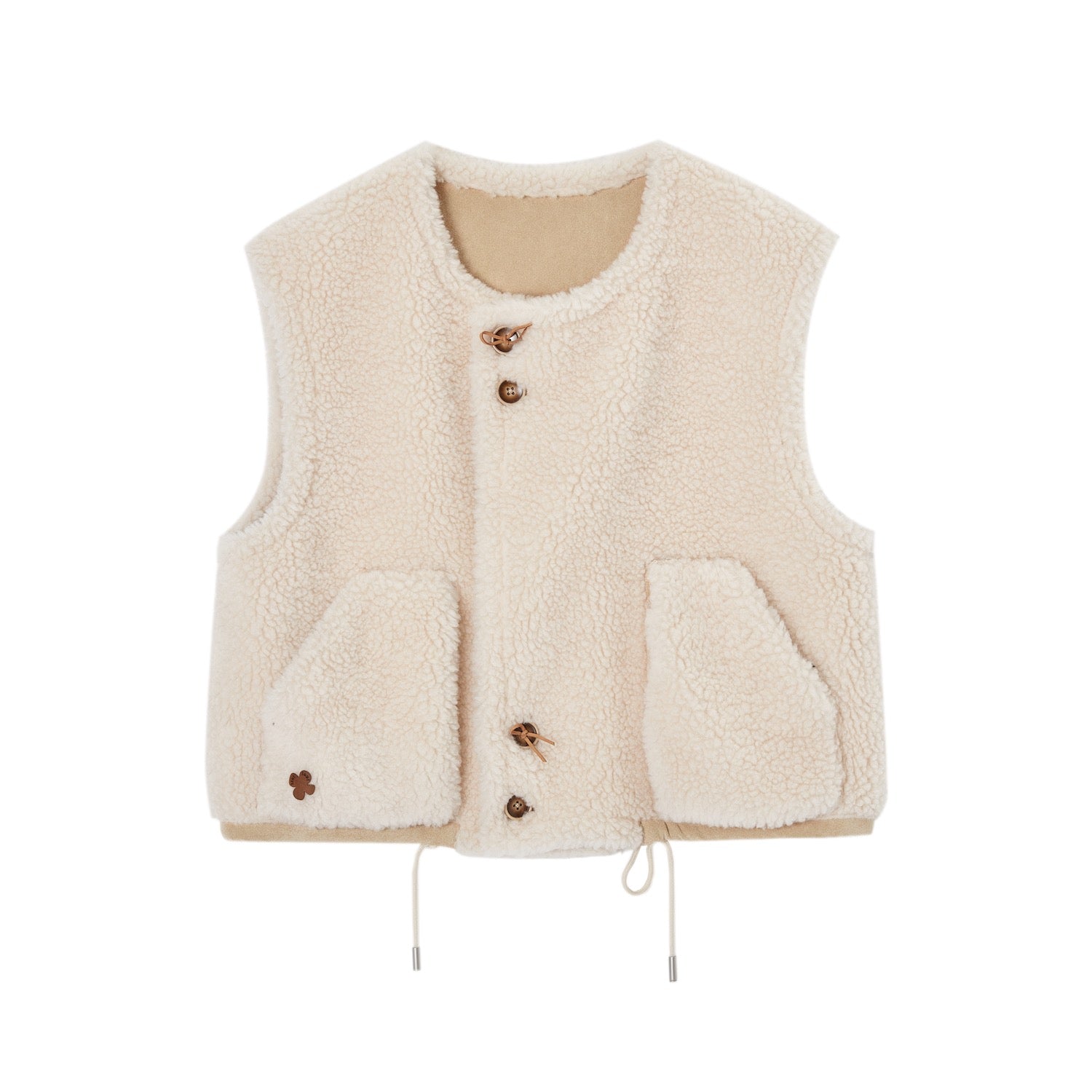 SOMESOWE Button - down Reversible Lambswool Vest In Beige | MADAX