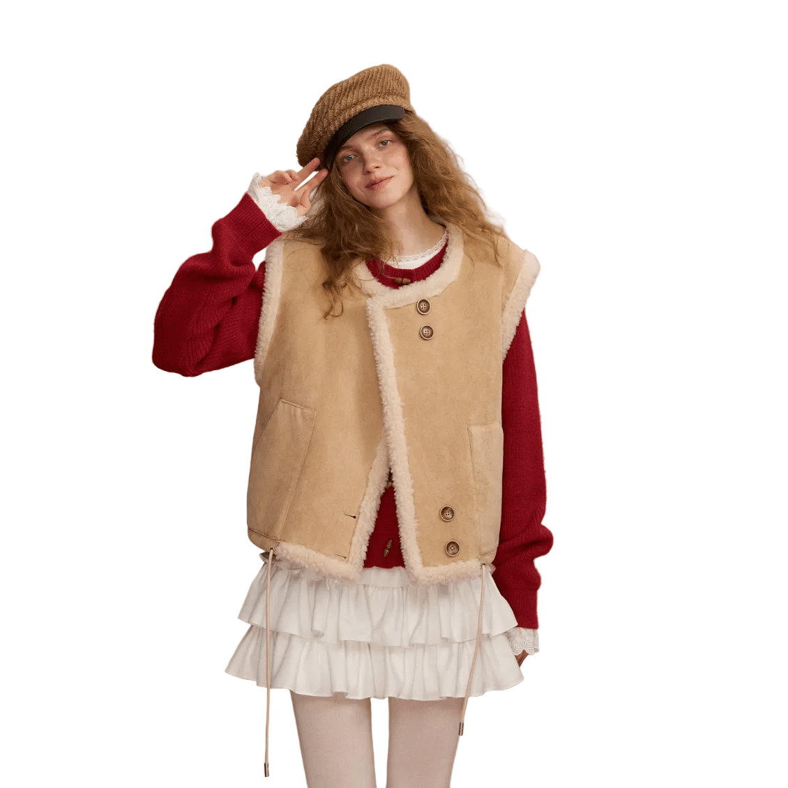 SOMESOWE Button - down Reversible Lambswool Vest In Beige | MADAX