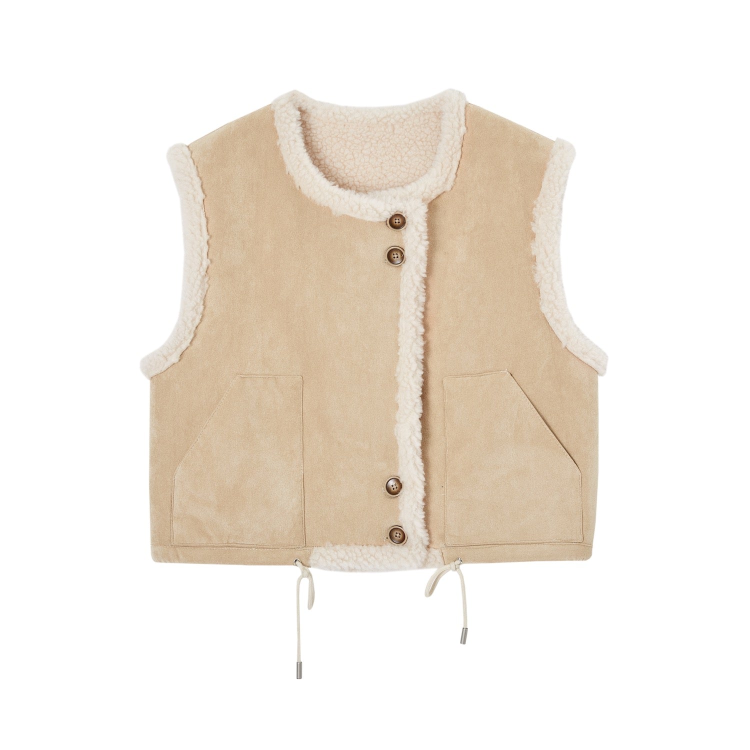 SOMESOWE Button - down Reversible Lambswool Vest In Beige | MADAX