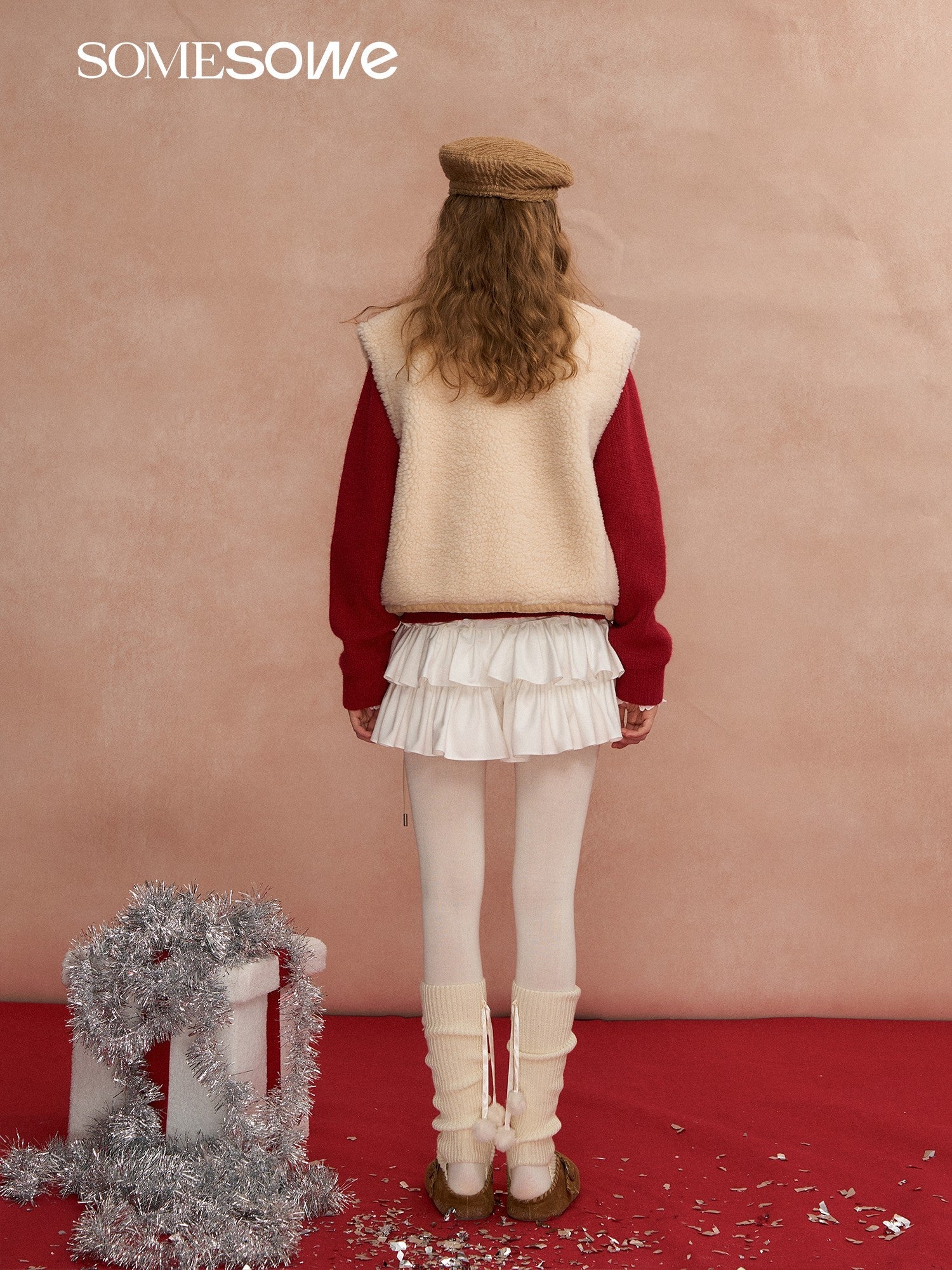 SOMESOWE Button - down Reversible Lambswool Vest In Beige | MADAX