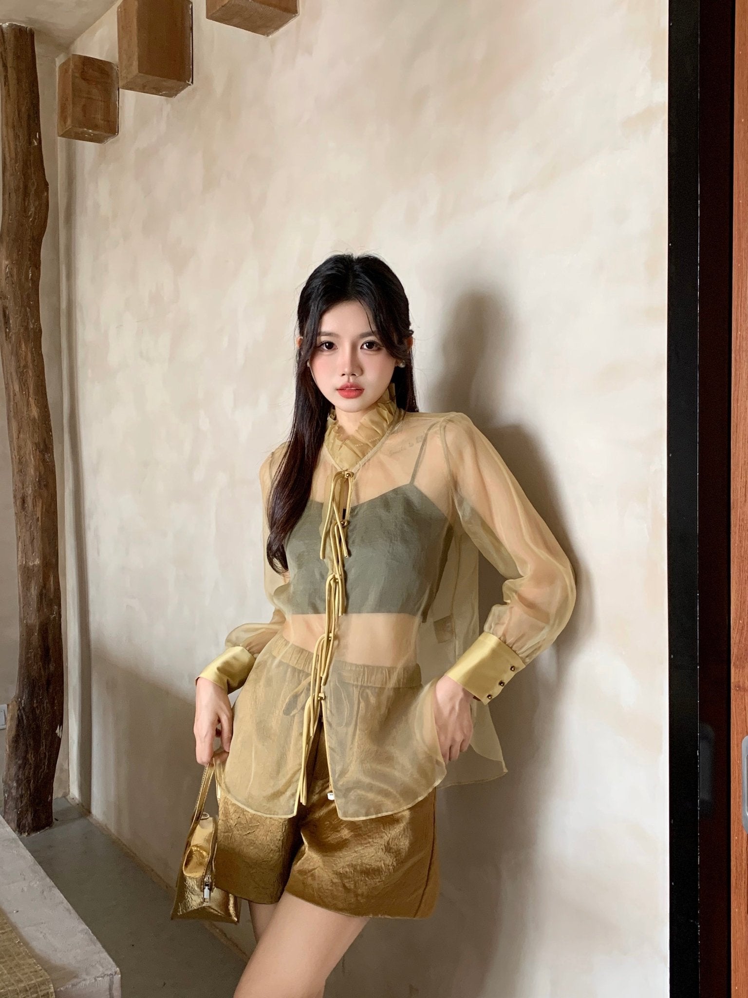 EtheClouds Button - down Sheer Silk Shirt | MADA IN CHINA