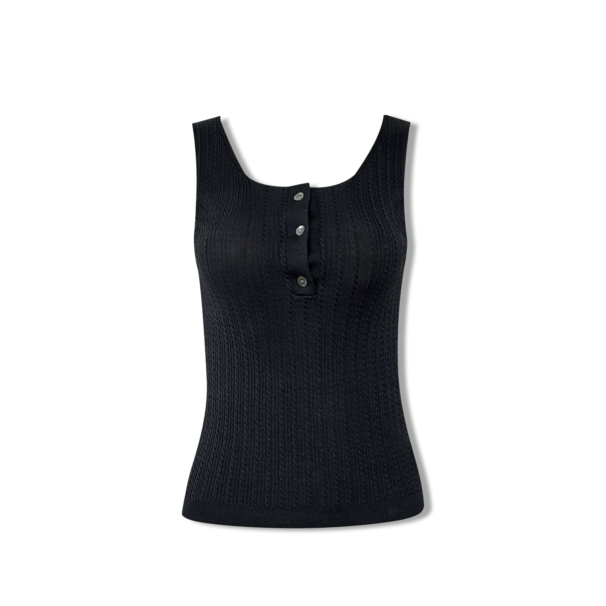 AIMME SPARROW Button - Down Vest In Black | MADAX