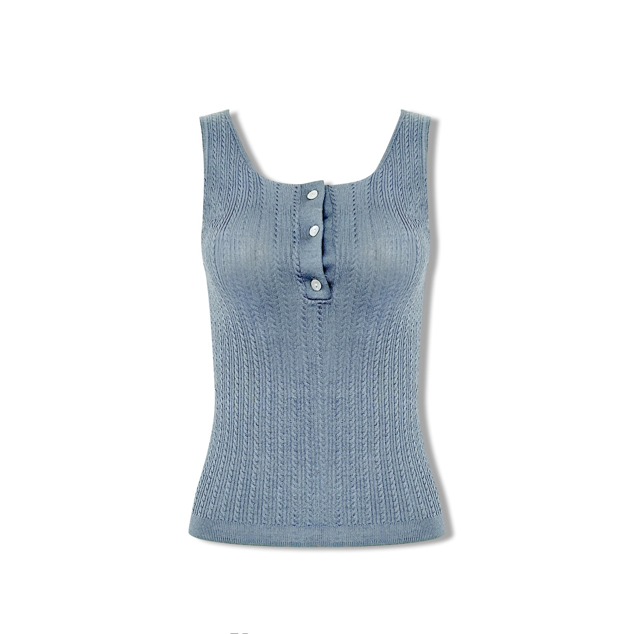 AIMME SPARROW Button - Down Vest In Blue | MADAX