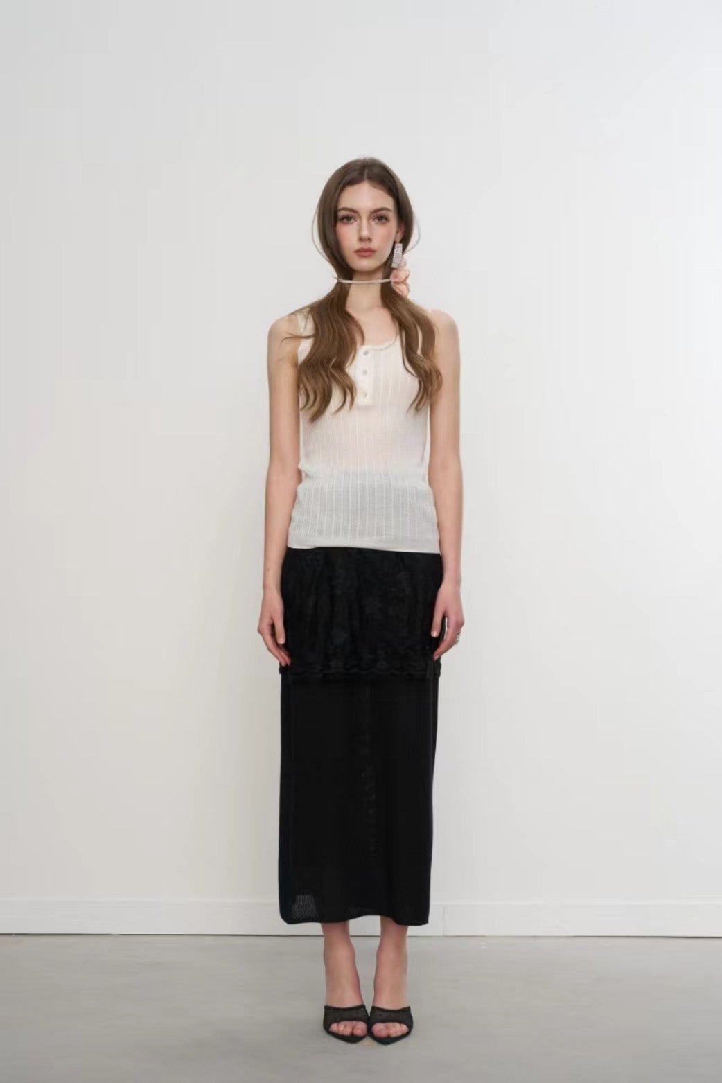 AIMME SPARROW Button Vest Top In White | MADAX