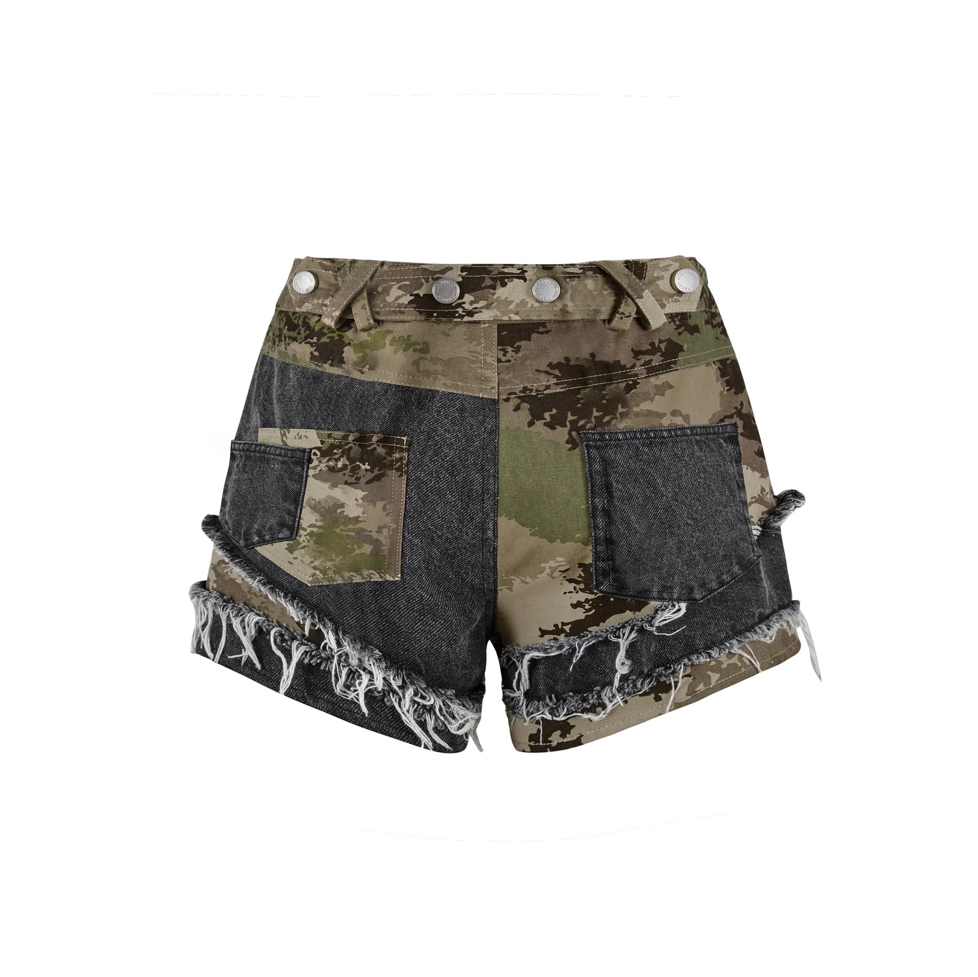 13DE MARZO Camo Patch Denim Shorts | MADA IN CHINA