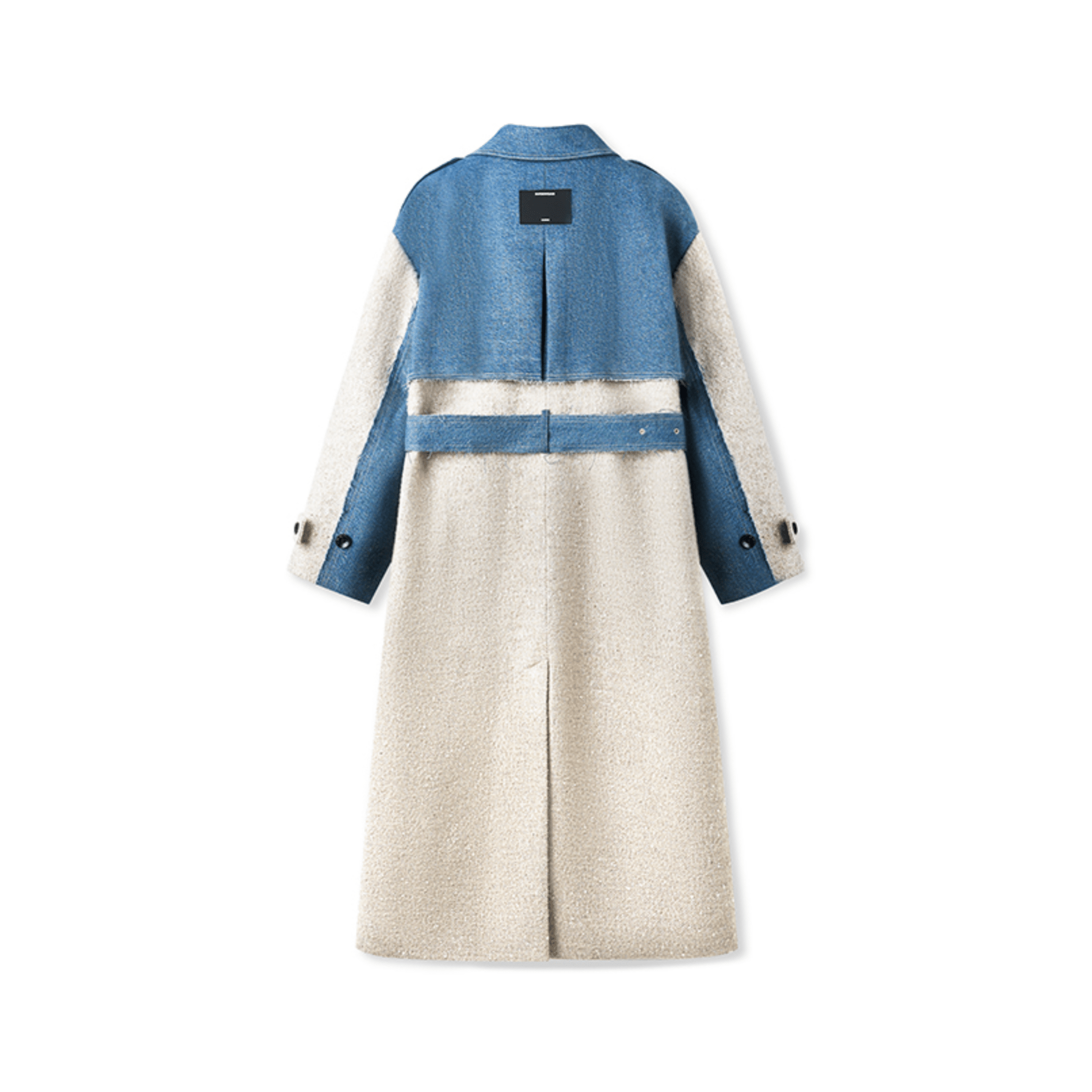 NAWS Caracal Patchwork Wool Coat in Blue | MADAX
