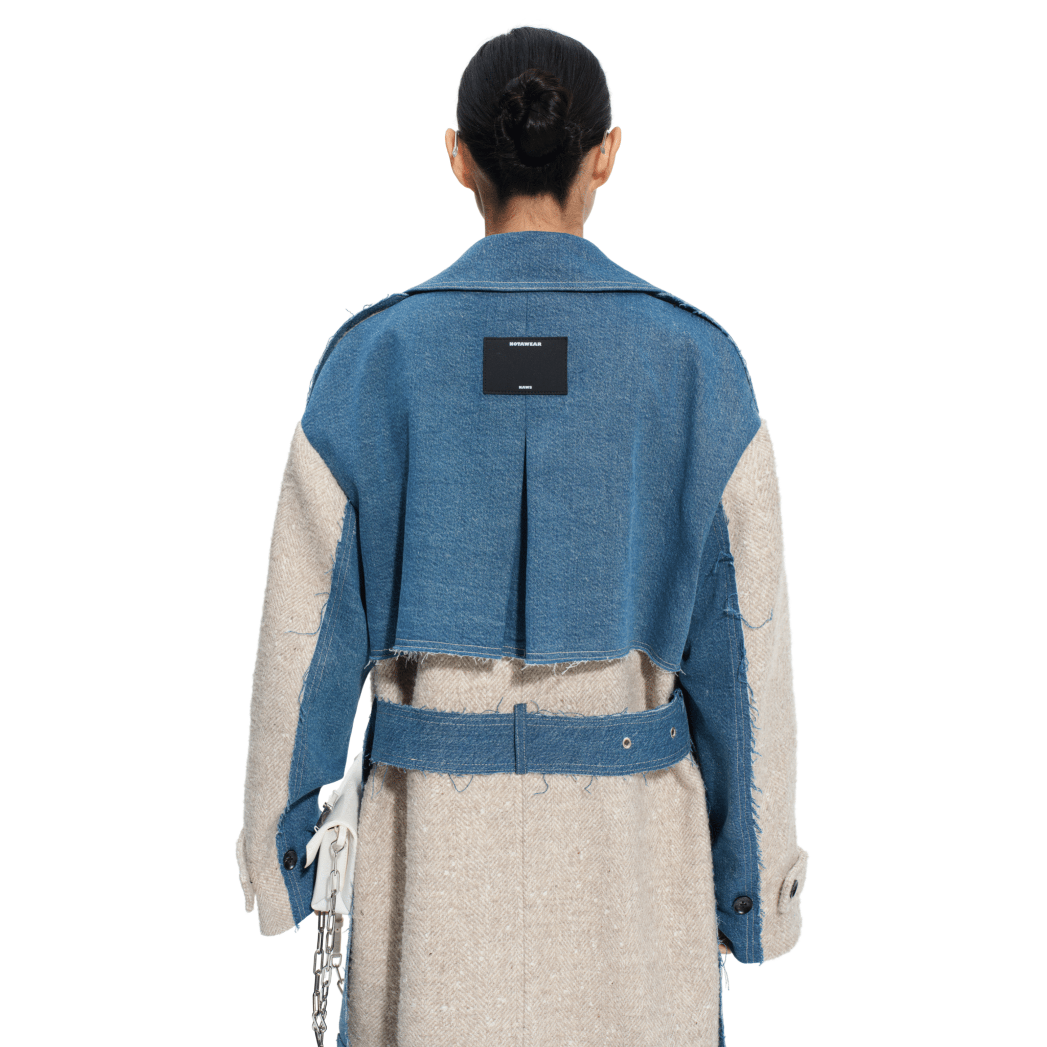 NAWS Caracal Patchwork Wool Coat in Blue | MADAX